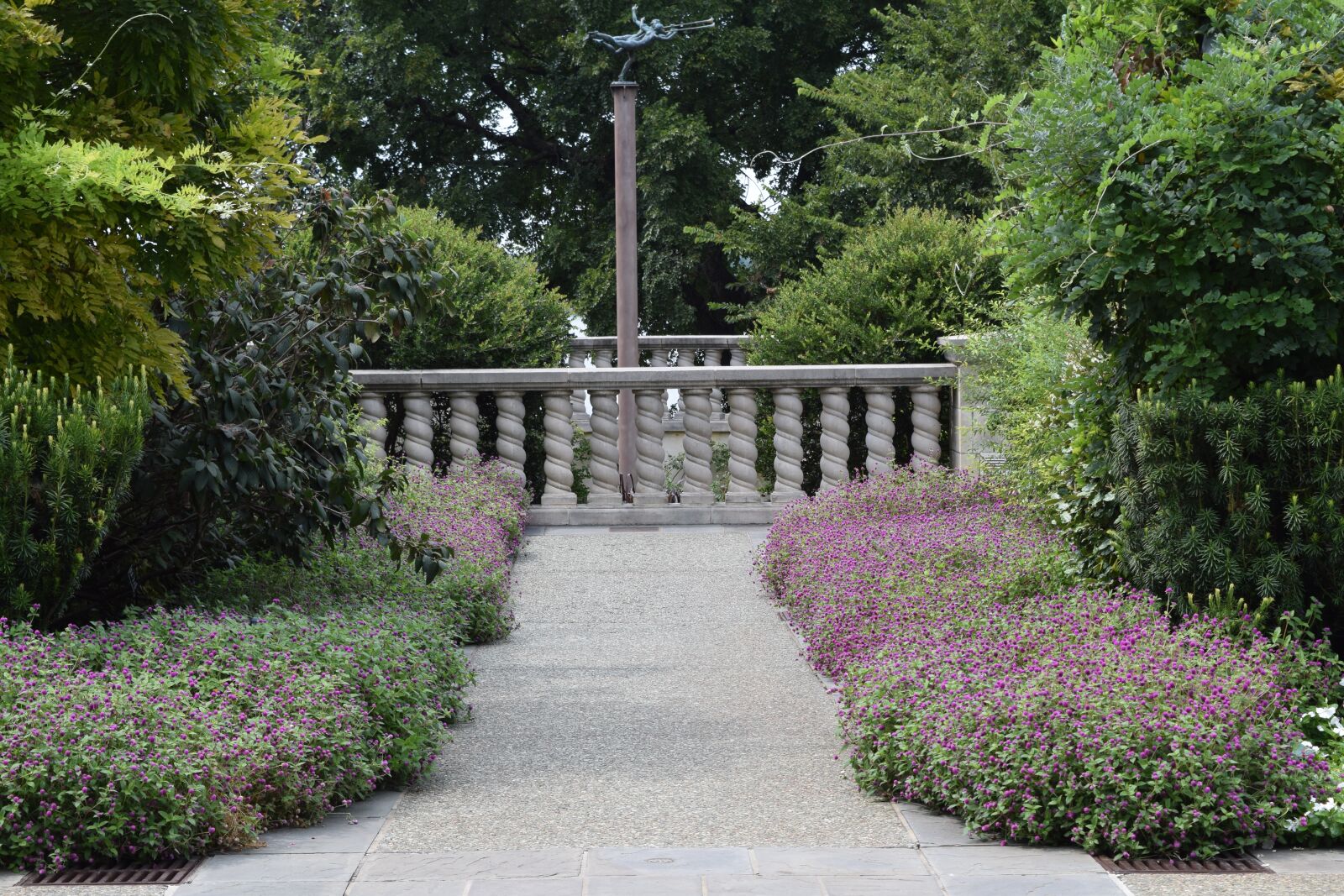 Nikon D3300 sample photo. Baluster, flowers, arboretum photography