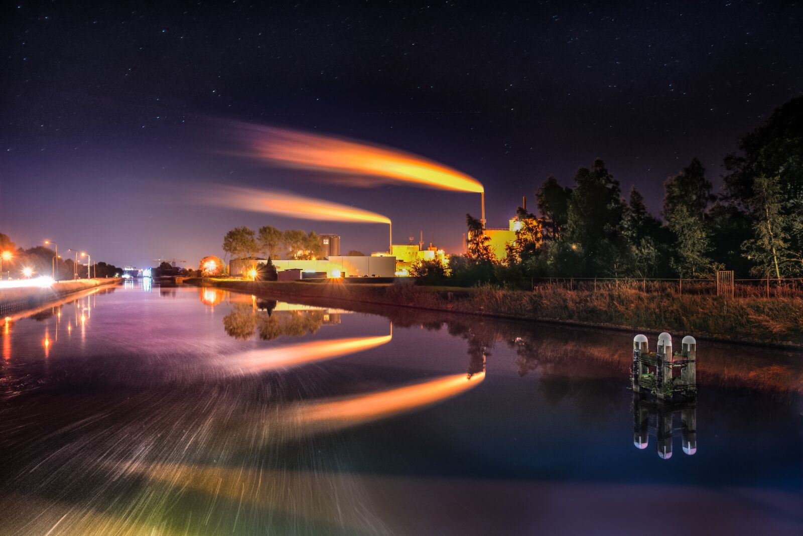 Nikon D610 sample photo. Factory, night, long exposure photography