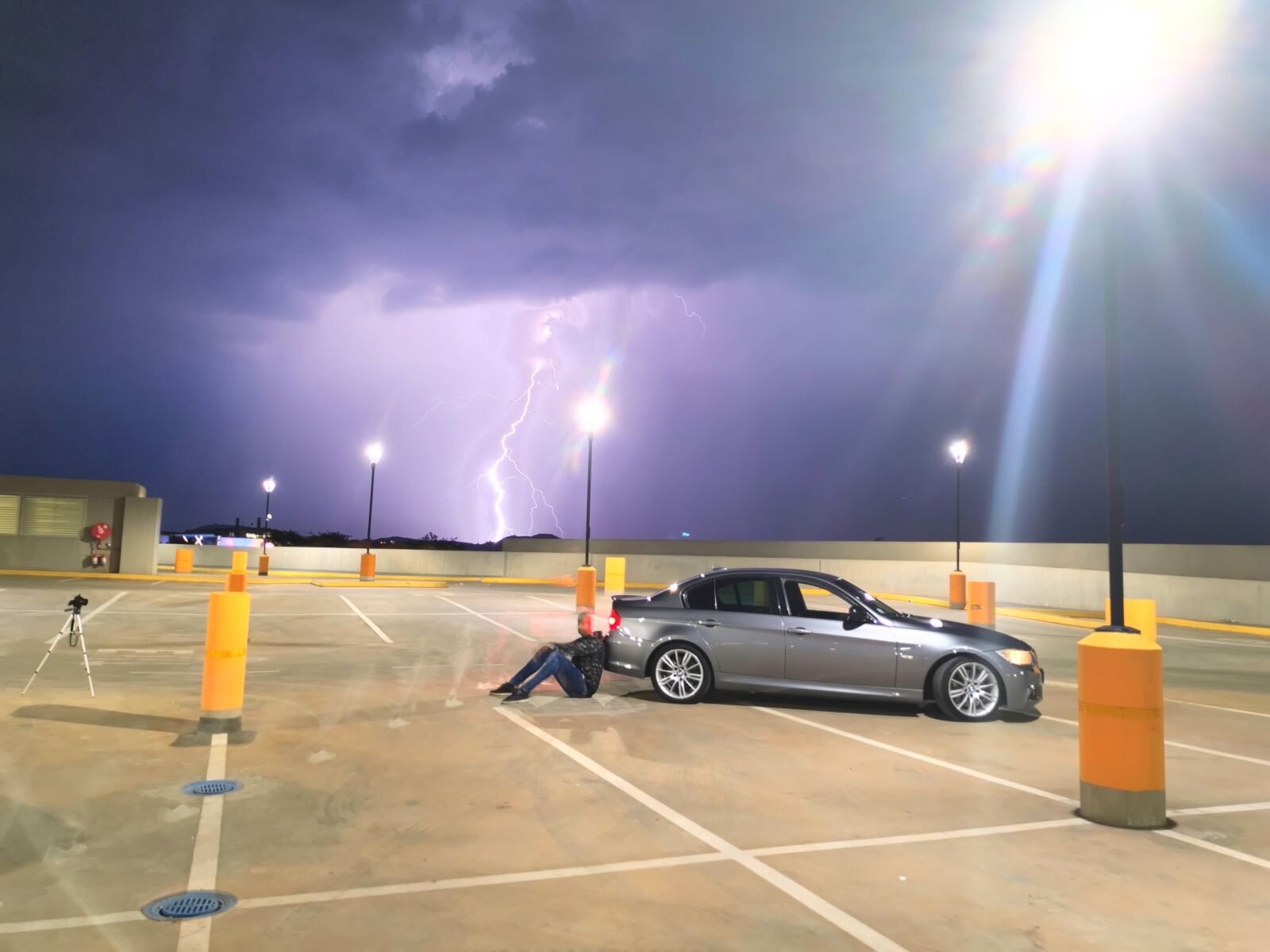 HUAWEI LYA-L29 sample photo. Car, lightning, storm photography