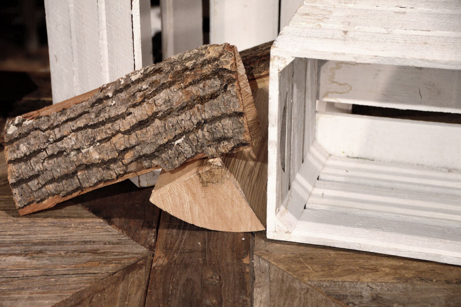 Nikon D3200 sample photo. Firewood, wooden box, decoration photography