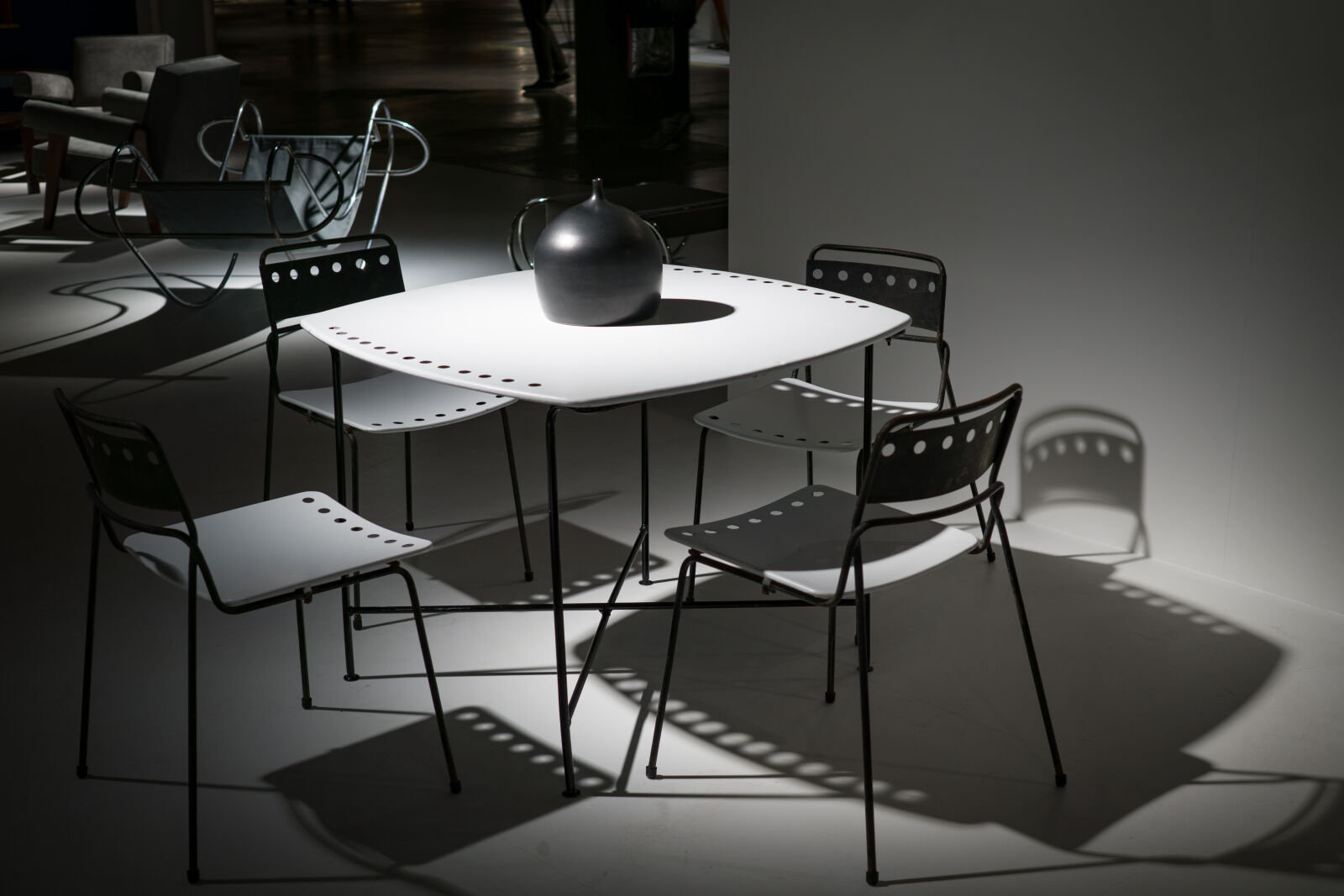 Sony a6000 + Sigma 30mm F2.8 EX DN sample photo. Black, and, white, chairs photography