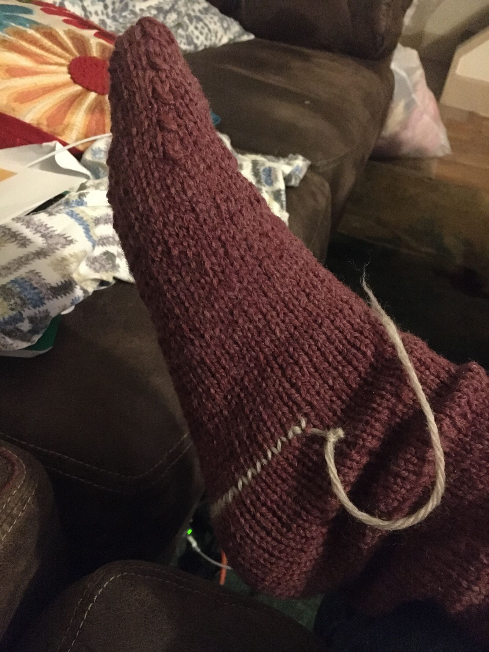 Apple iPhone 6s sample photo. Afterthought heel, knitting, wool photography