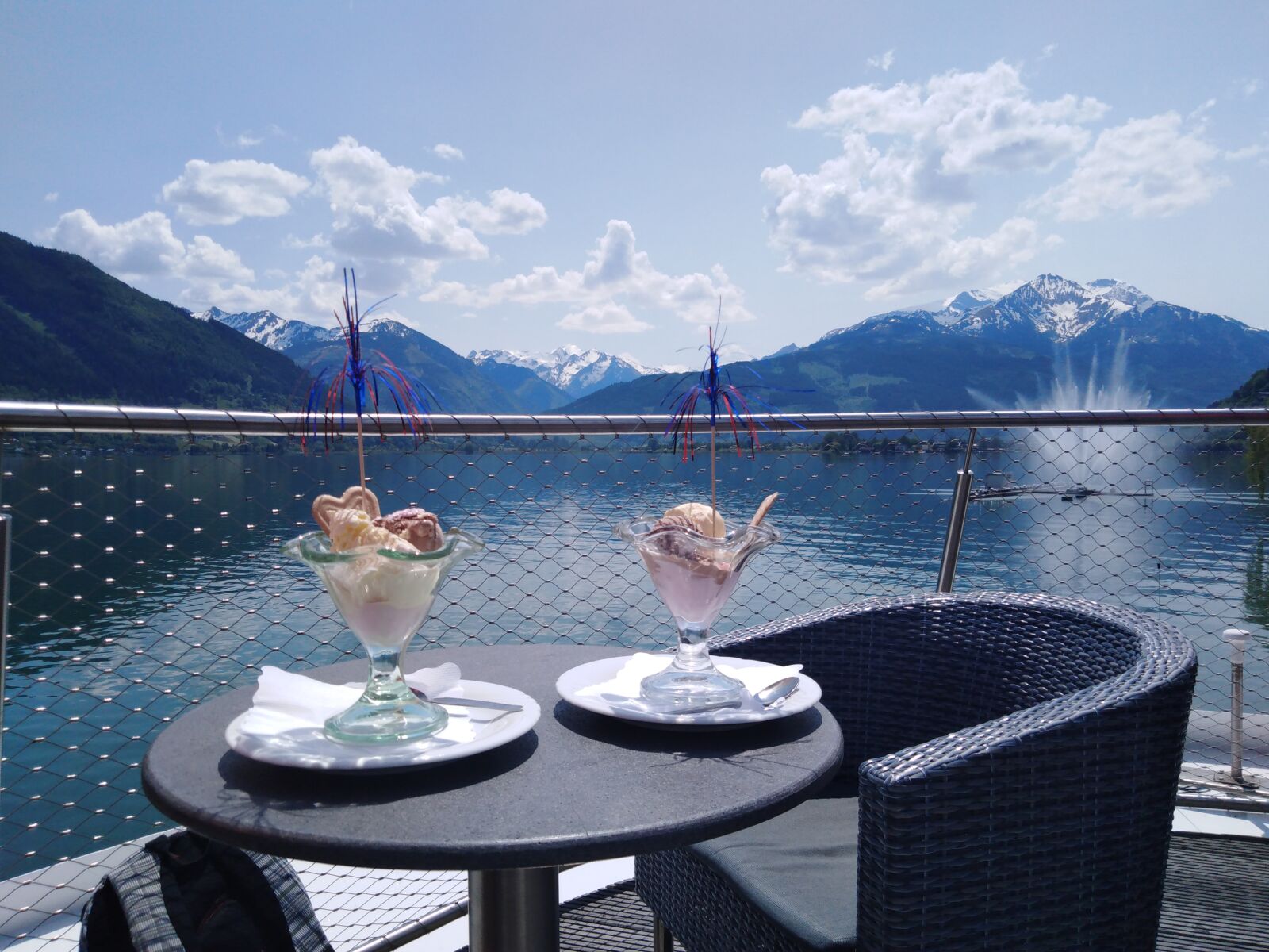 HUAWEI Y6 PRIME 2018 sample photo. Ice cream, lake, mountains photography