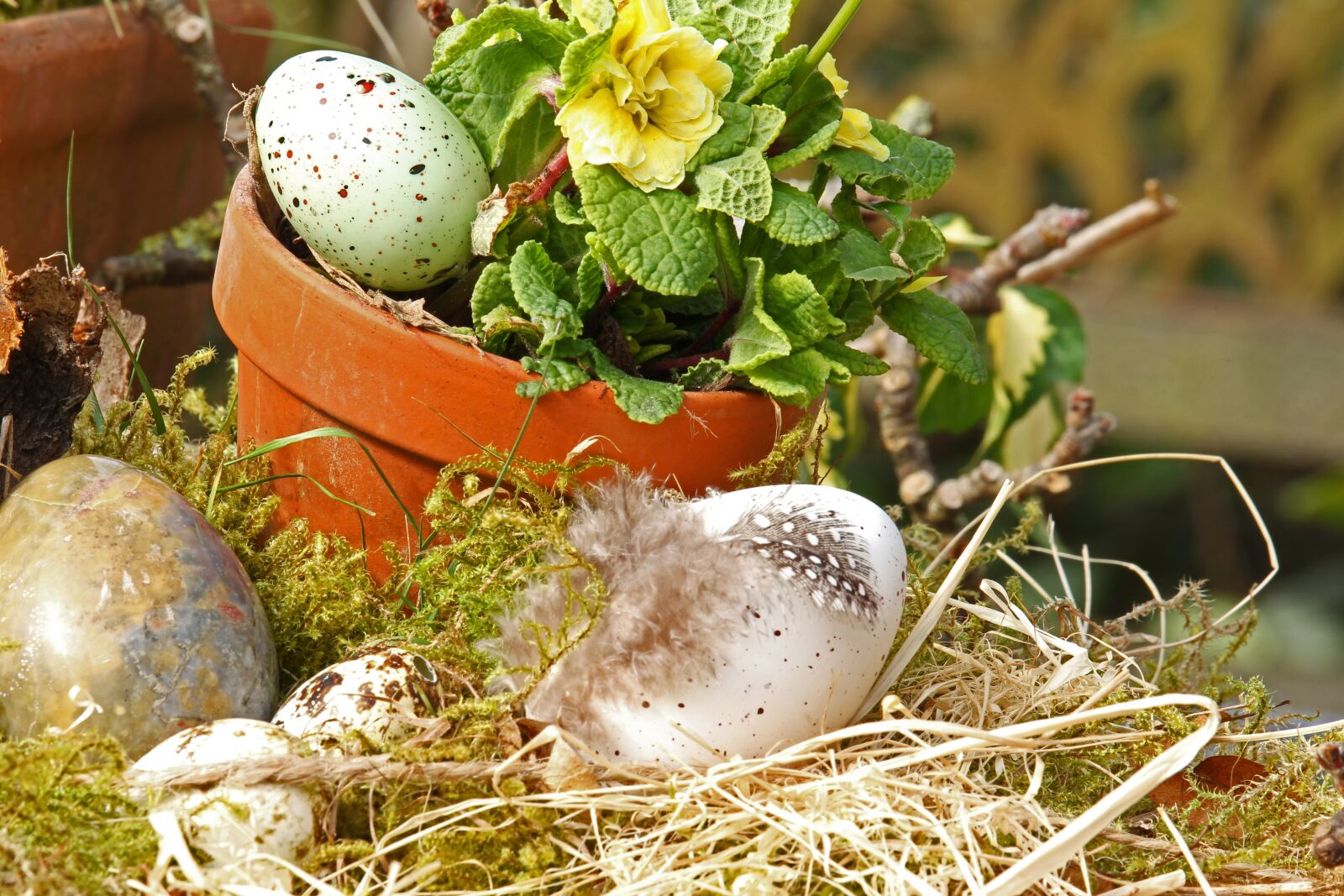 Canon EF-S 55-250mm F4-5.6 IS STM sample photo. Easter eggs, easter nest photography