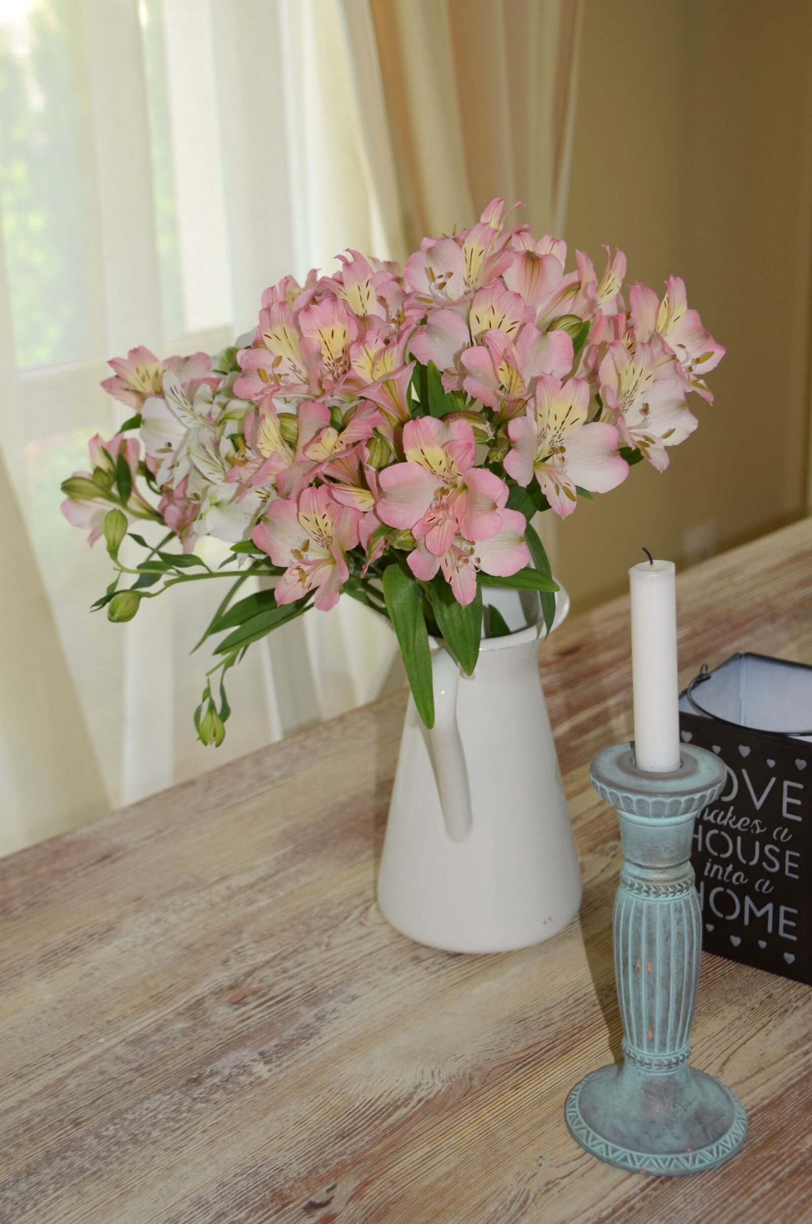 Nikon D5300 sample photo. Flowers, candle holder, pink photography