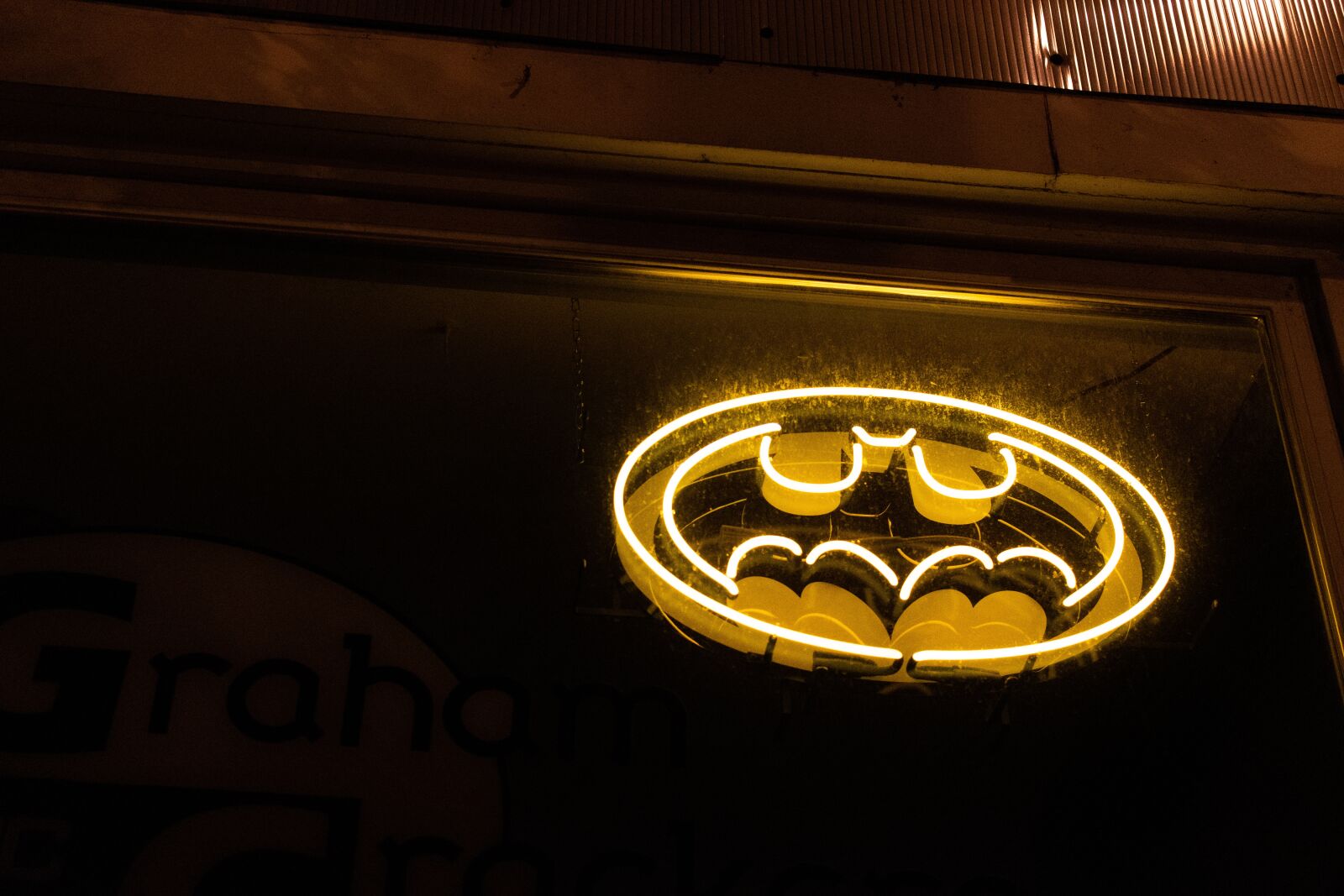 Nikon D3500 sample photo. Batman, neon, sign photography