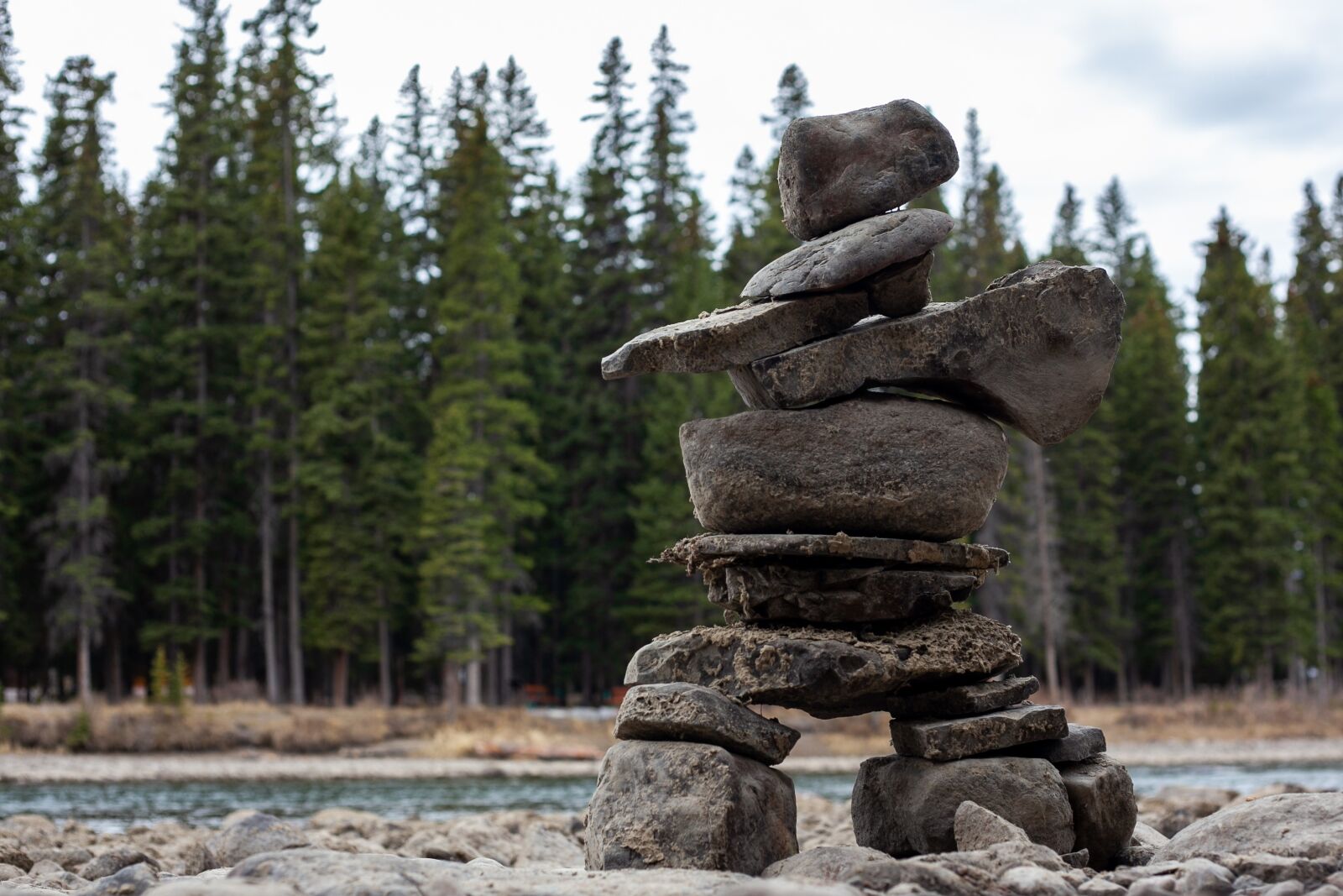 Canon EOS 5D Mark II sample photo. Stone pile, banff, national photography