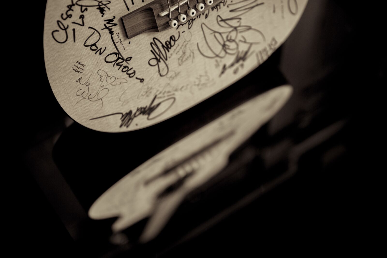 Canon EF 24-70mm F2.8L II USM sample photo. Acoustic, guitar, autograph, dark photography