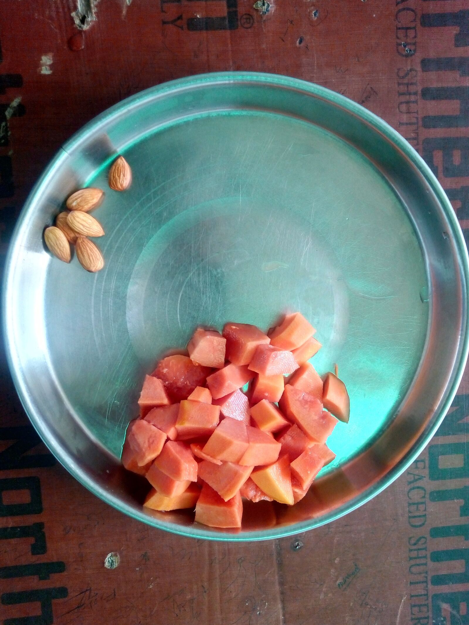 Motorola Moto E (4) Plus sample photo. Papaya, almonds, healthy snacks photography