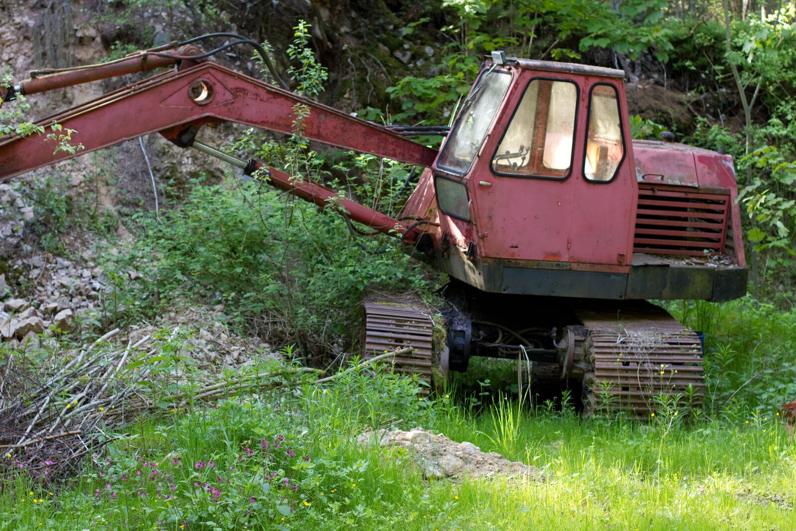 Canon EOS 7D + Canon EF 50mm F1.4 USM sample photo. Excavators, scrap, meadow photography