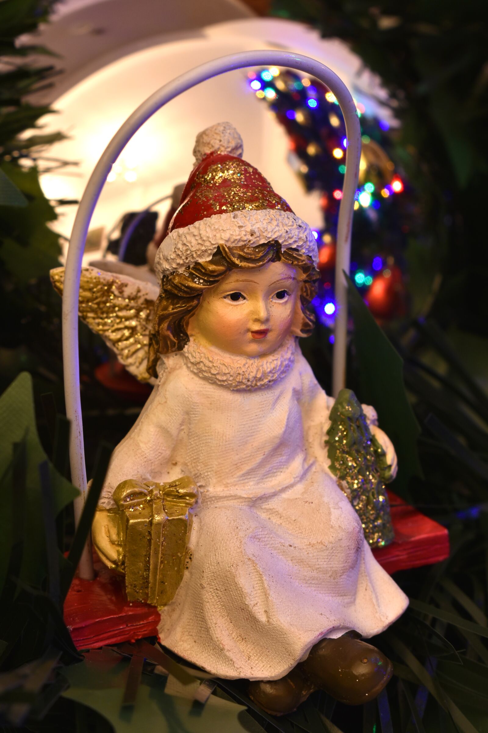 Nikon D3500 sample photo. Christmas, angel, presents photography