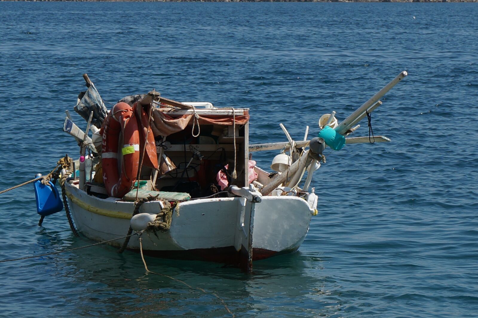 Sony Alpha NEX-5T sample photo. Fishing boat, greek isles photography