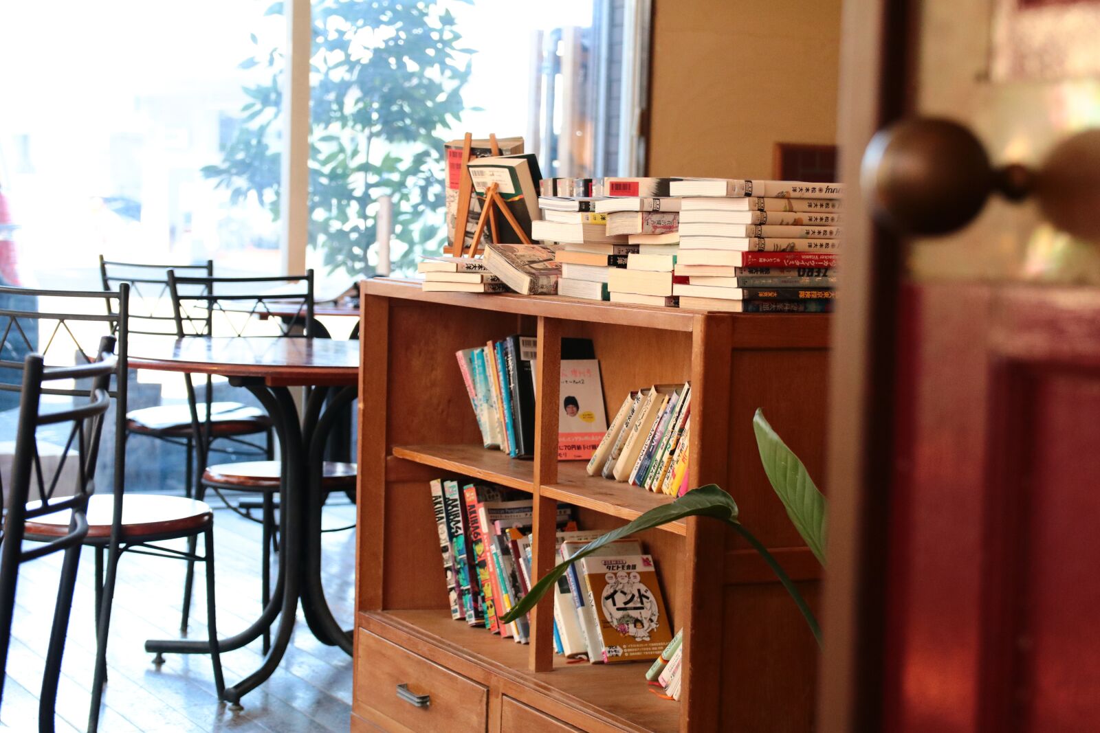 Canon EOS 80D sample photo. Cafe, bookshelf, door photography