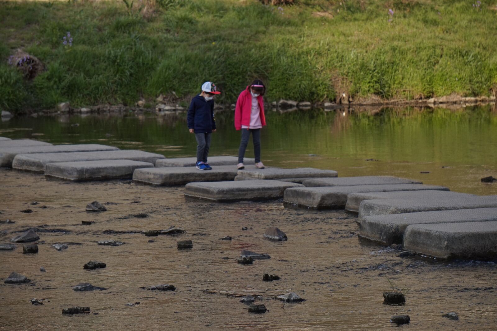 Sony Alpha a5000 (ILCE 5000) + Sony E 55-210mm F4.5-6.3 OSS sample photo. Children's, stepping stone, the photography