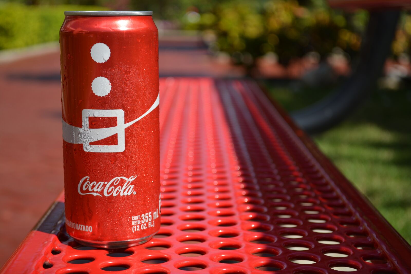 Nikon D5200 sample photo. Coca cola, can, park photography