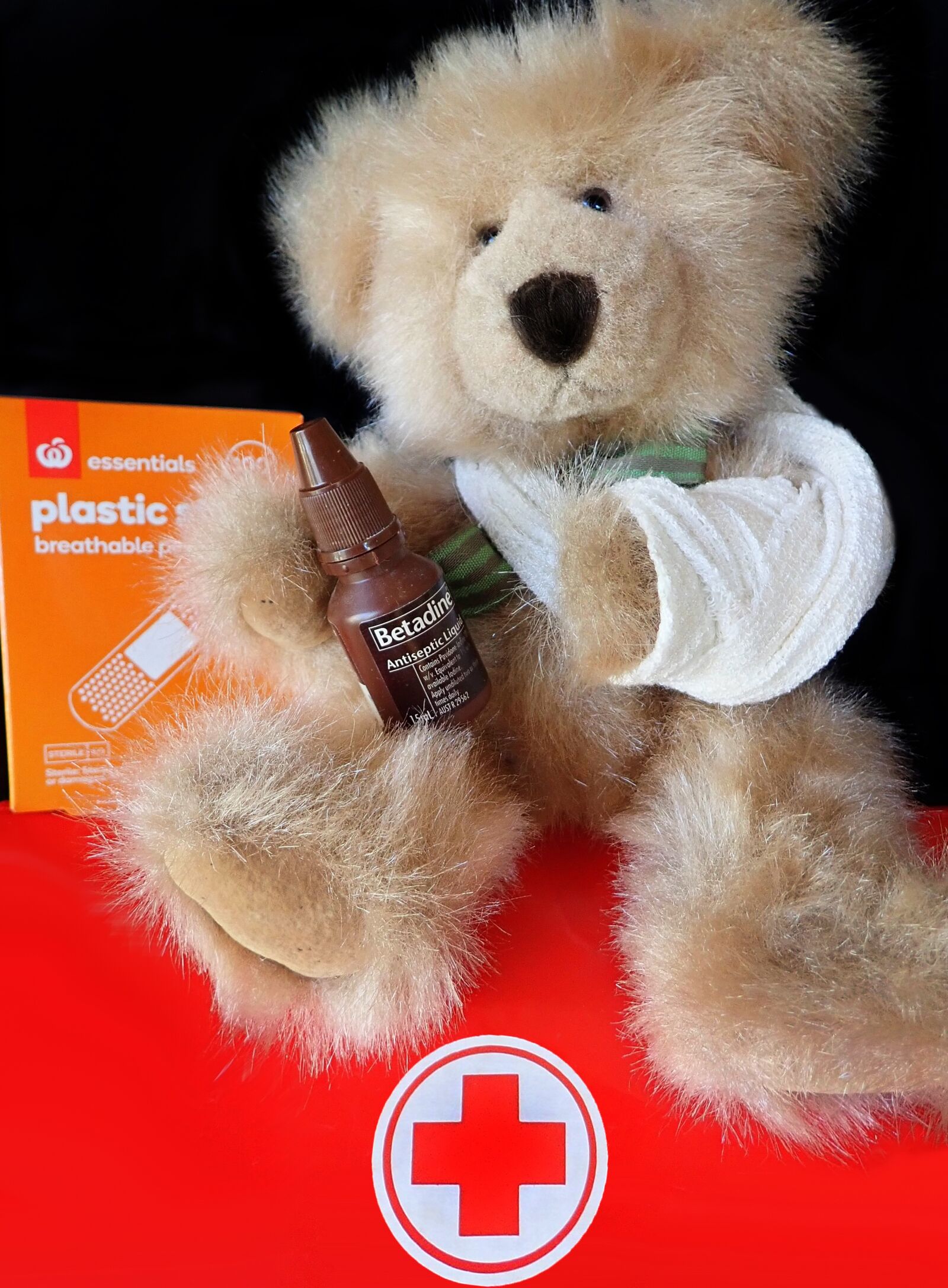 Olympus TG-5 sample photo. First aid, teddy, injury photography
