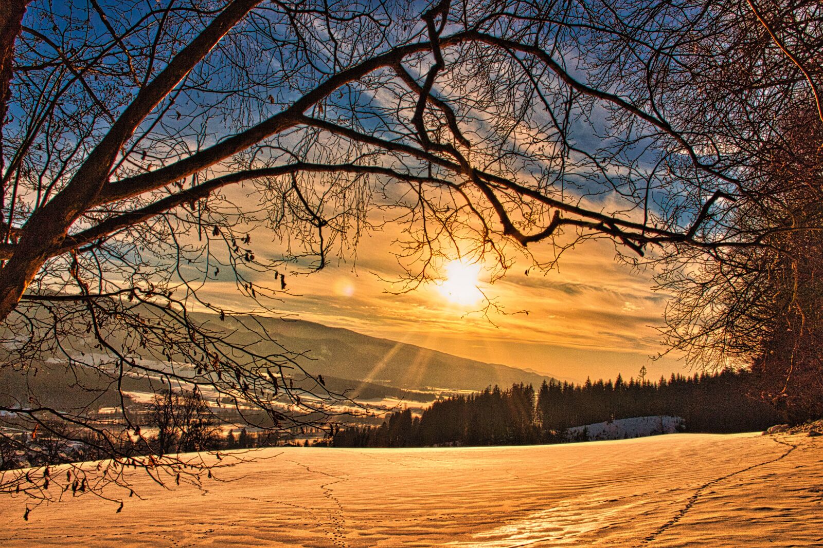 Canon EOS 700D (EOS Rebel T5i / EOS Kiss X7i) sample photo. Wintry, sunset, snow photography
