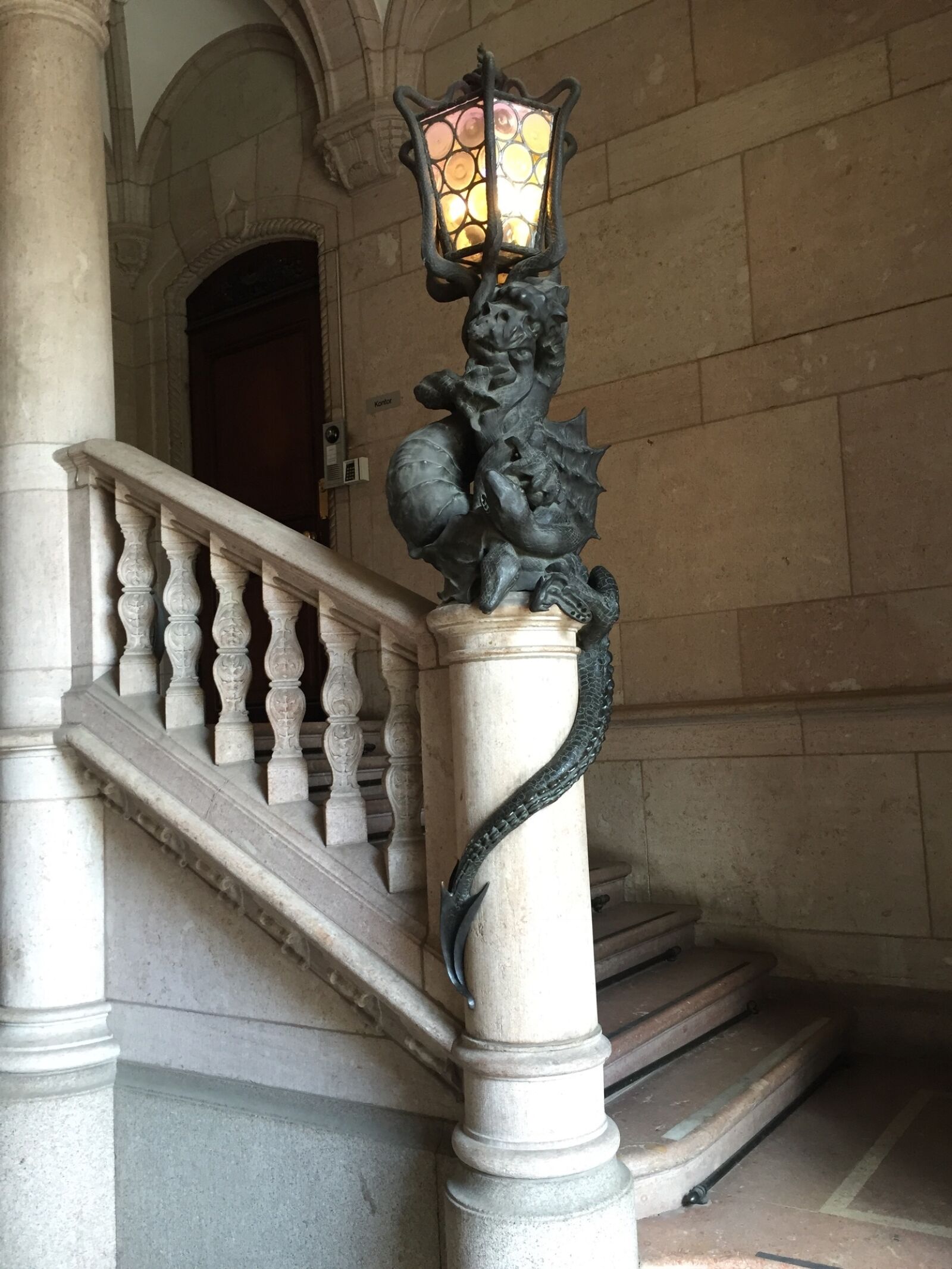 Apple iPhone 6 sample photo. Staircase, dragon, lamp photography