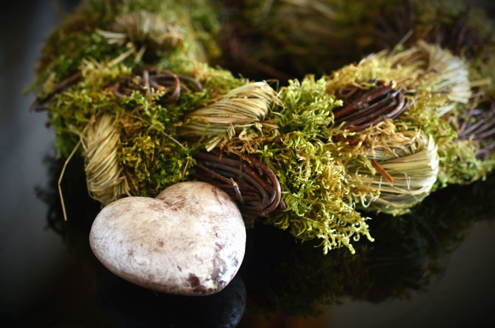 Nikon D5100 sample photo. Stone, heart, wreath, plant photography