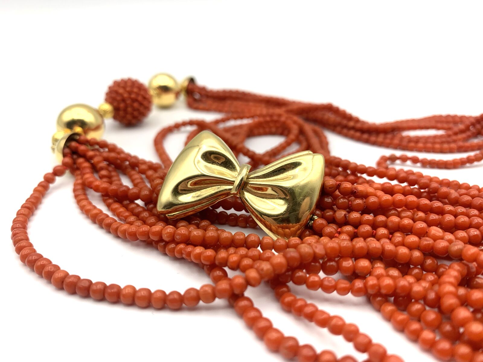 Apple iPhone XS sample photo. Red coral necklace, vintage photography