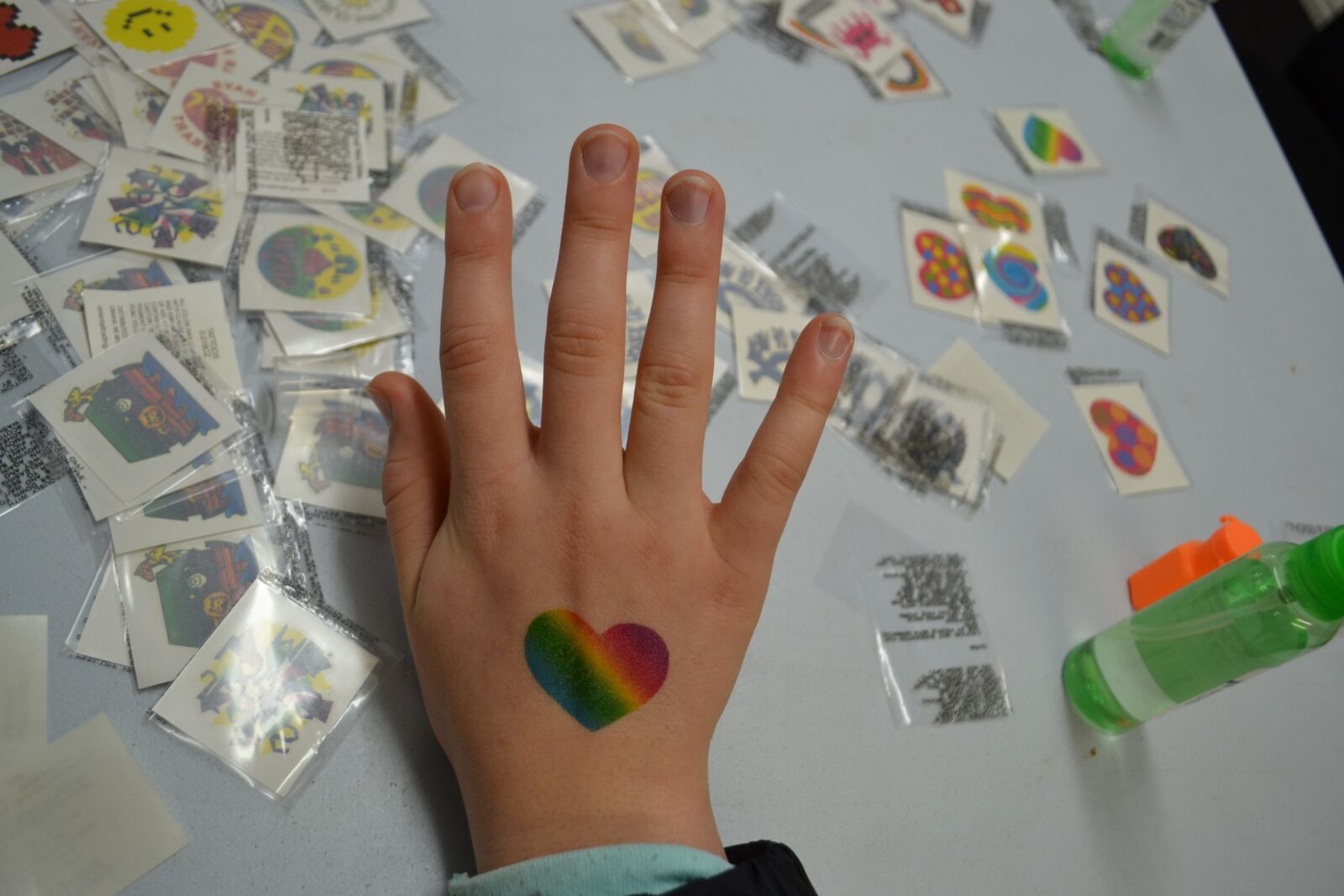 Nikon D3100 sample photo. Rainbow, temporary tattoo, kids photography
