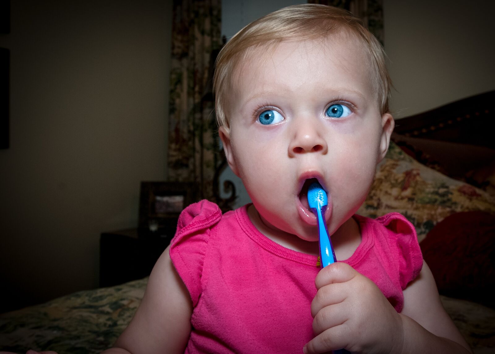 Nikon D300 sample photo. Tooth brush, baby, child photography