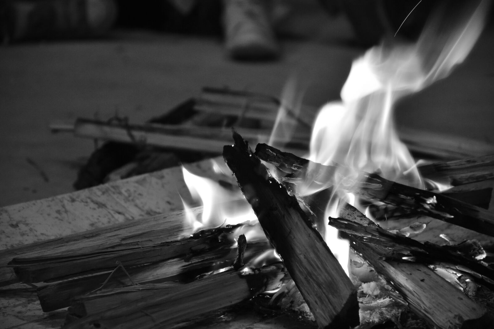 Nikon D7200 sample photo. Wood in flames, night photography