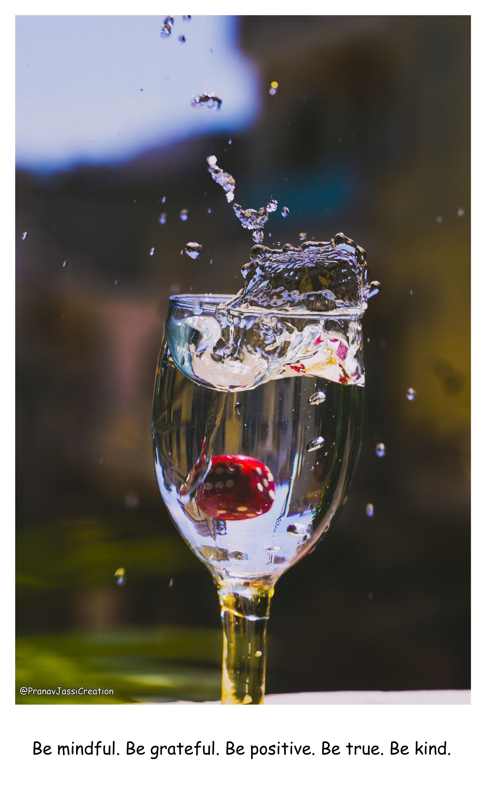 Tamron 28-75mm F2.8 Di III RXD sample photo. Dice, vine glass, water photography