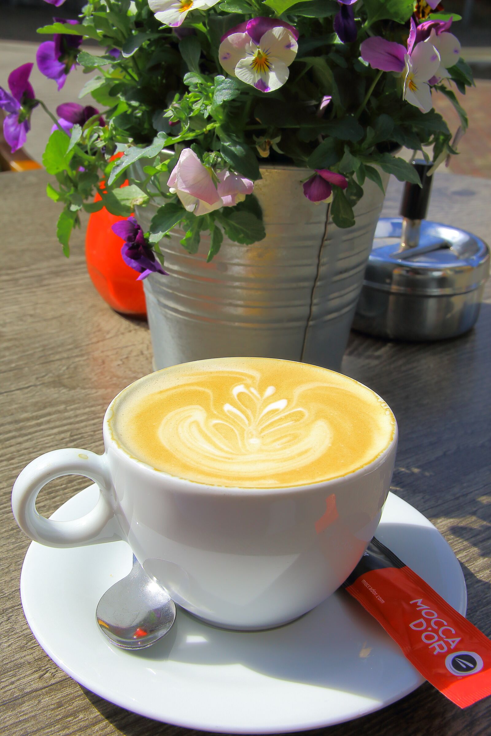 Canon EOS 70D sample photo. Milchschaum, coffee, flowerpot photography