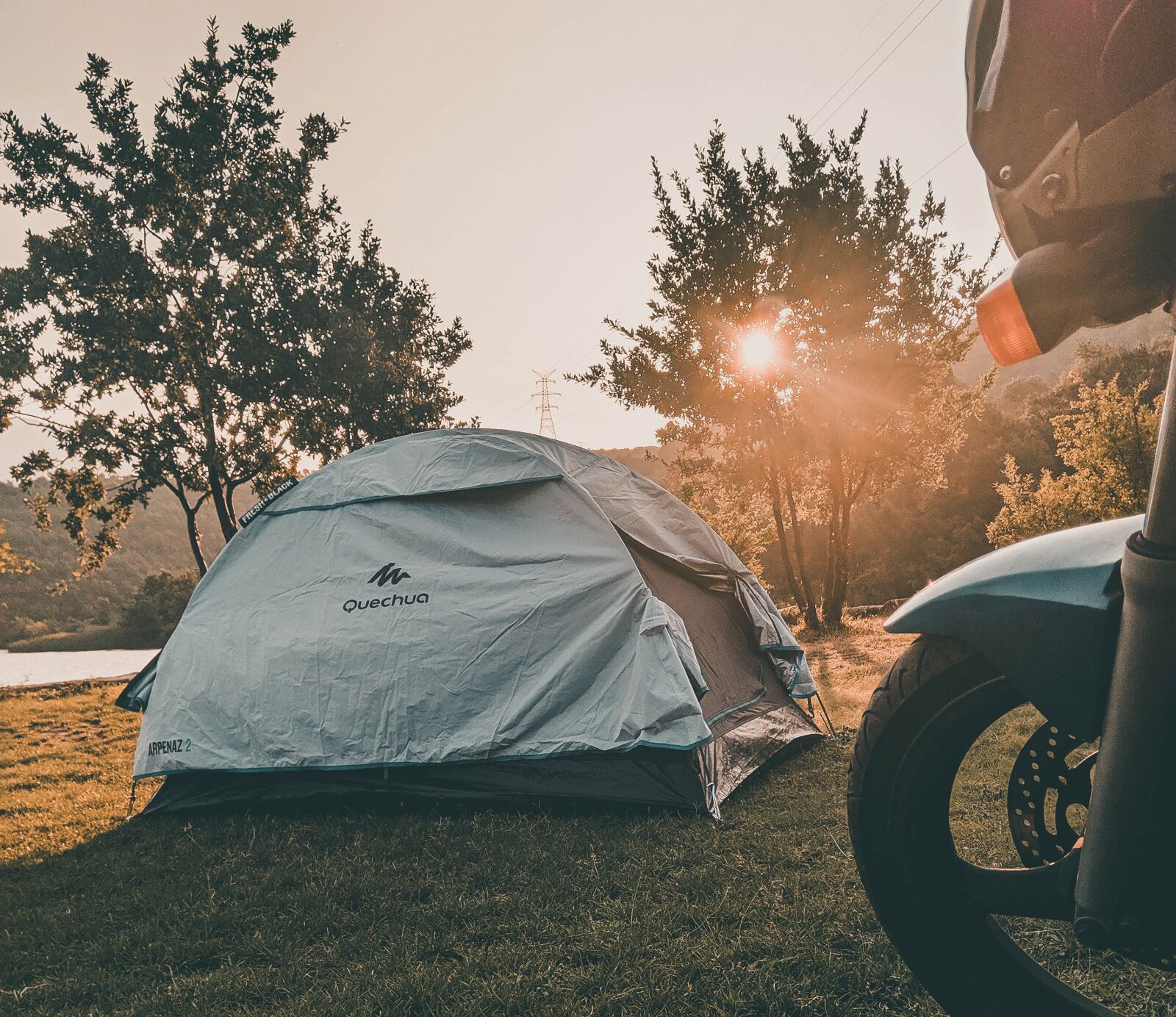 HMD Global Nokia 7 plus sample photo. Camp, motorbike, tent photography