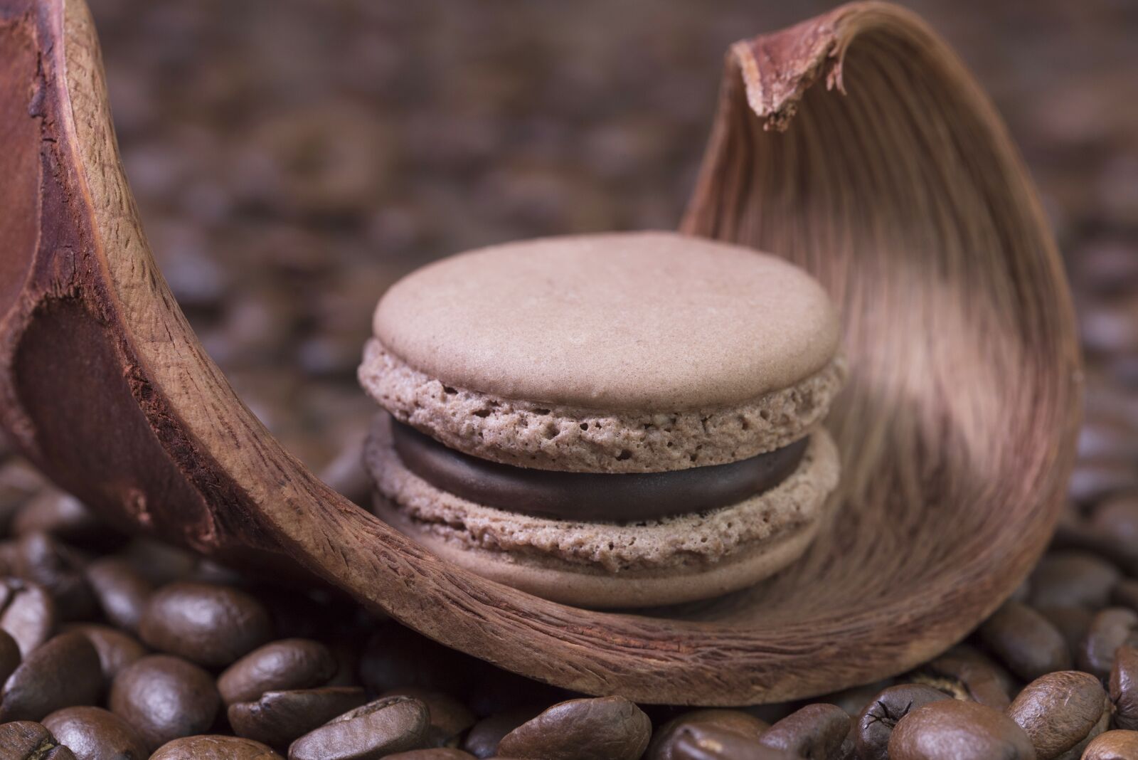 Nikon D750 sample photo. Coffee, coffee beans, macaron photography
