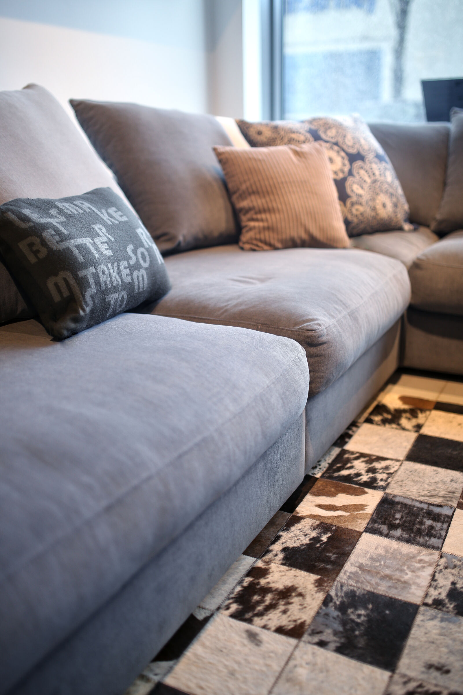 Canon EOS 6D sample photo. Comfortable, grey, couch, with photography