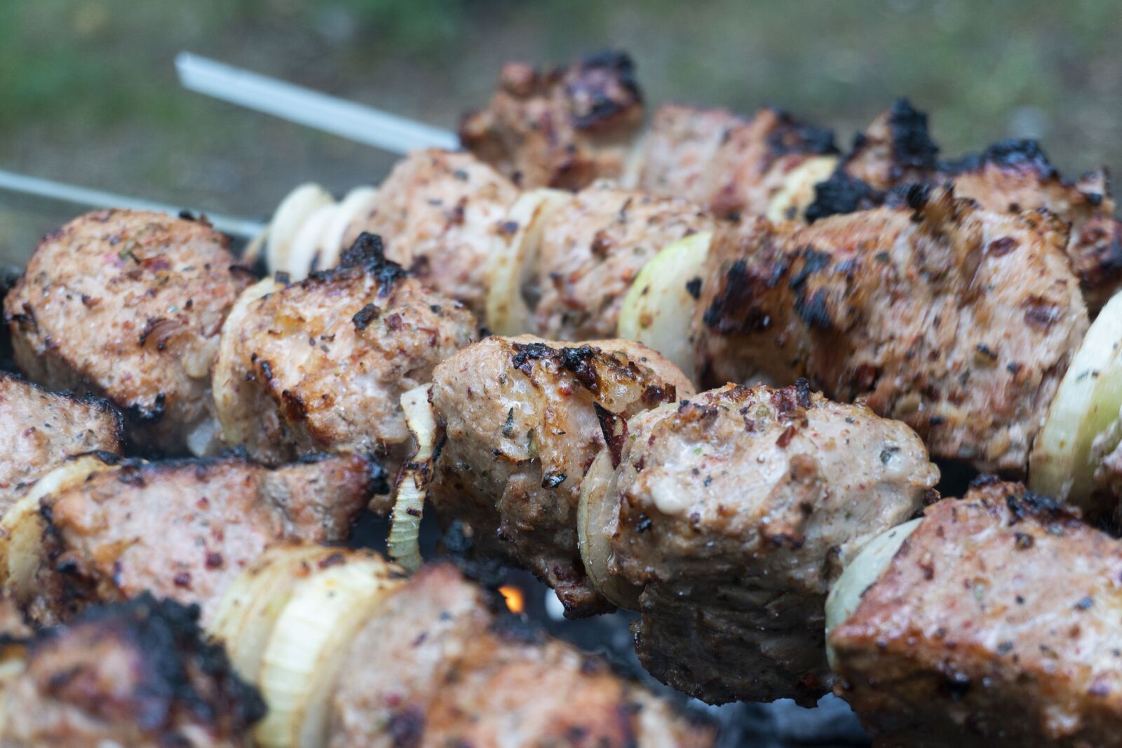 Sony a6300 sample photo. Shish kebab, meat, delicious photography