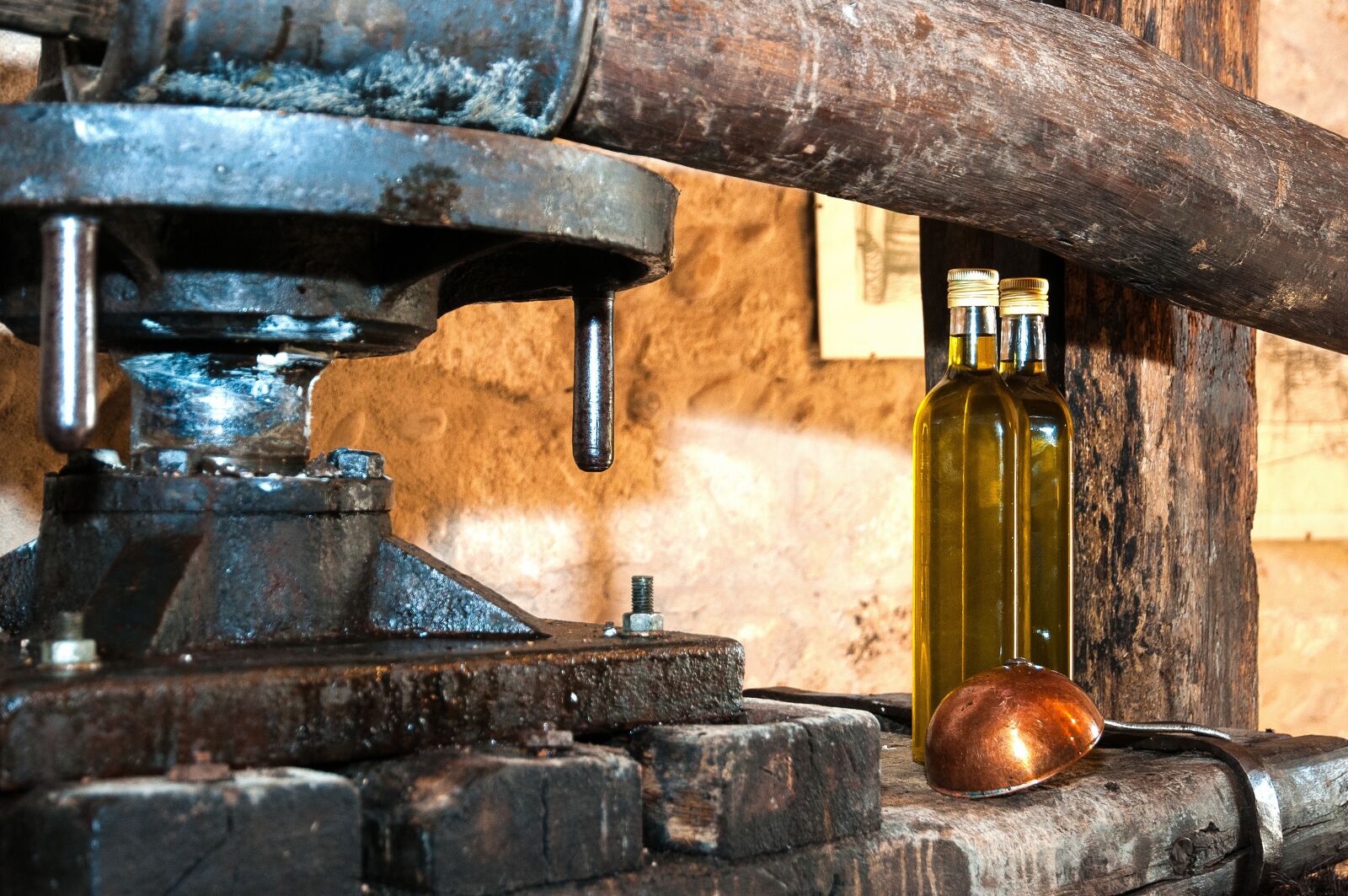 Nikon D300S sample photo. Press, olive oil, bottles photography