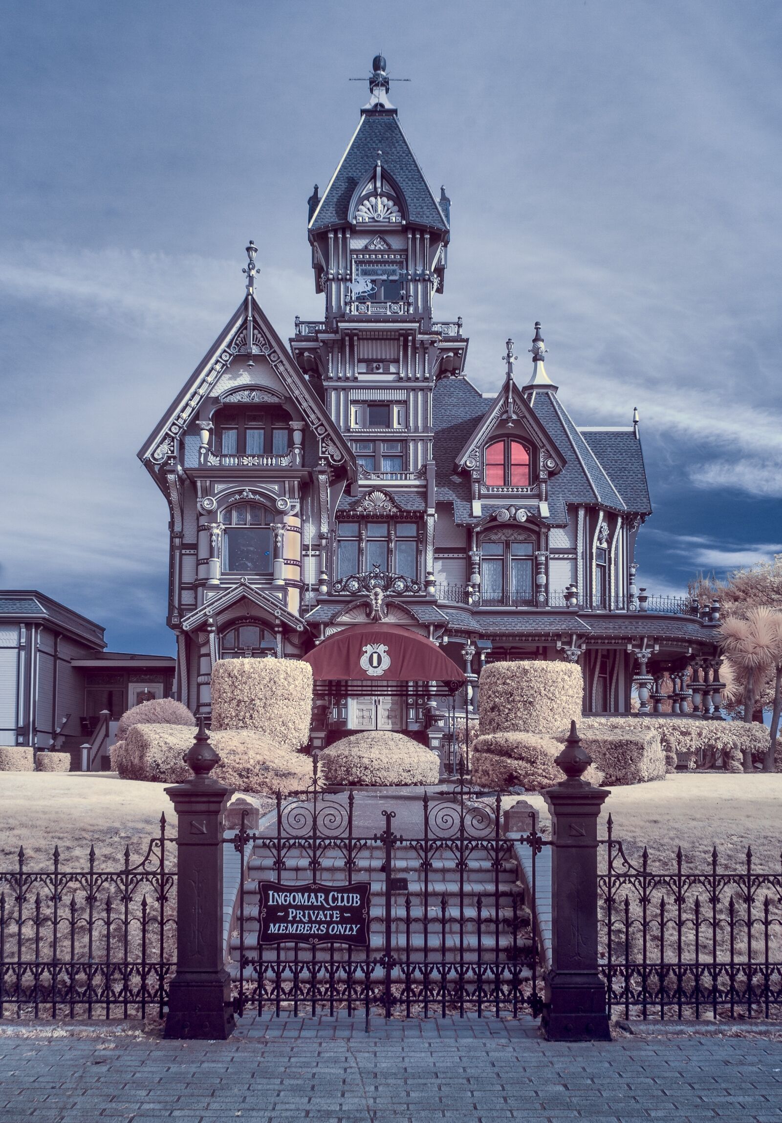 Olympus PEN E-PL1 sample photo. Carson mansion, victorian, infrared photography