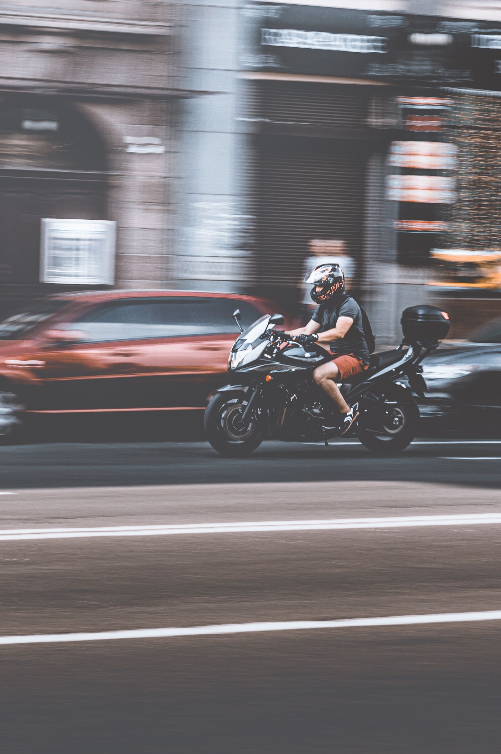 Nikon D3200 sample photo. Motorcyclist, road, city photography