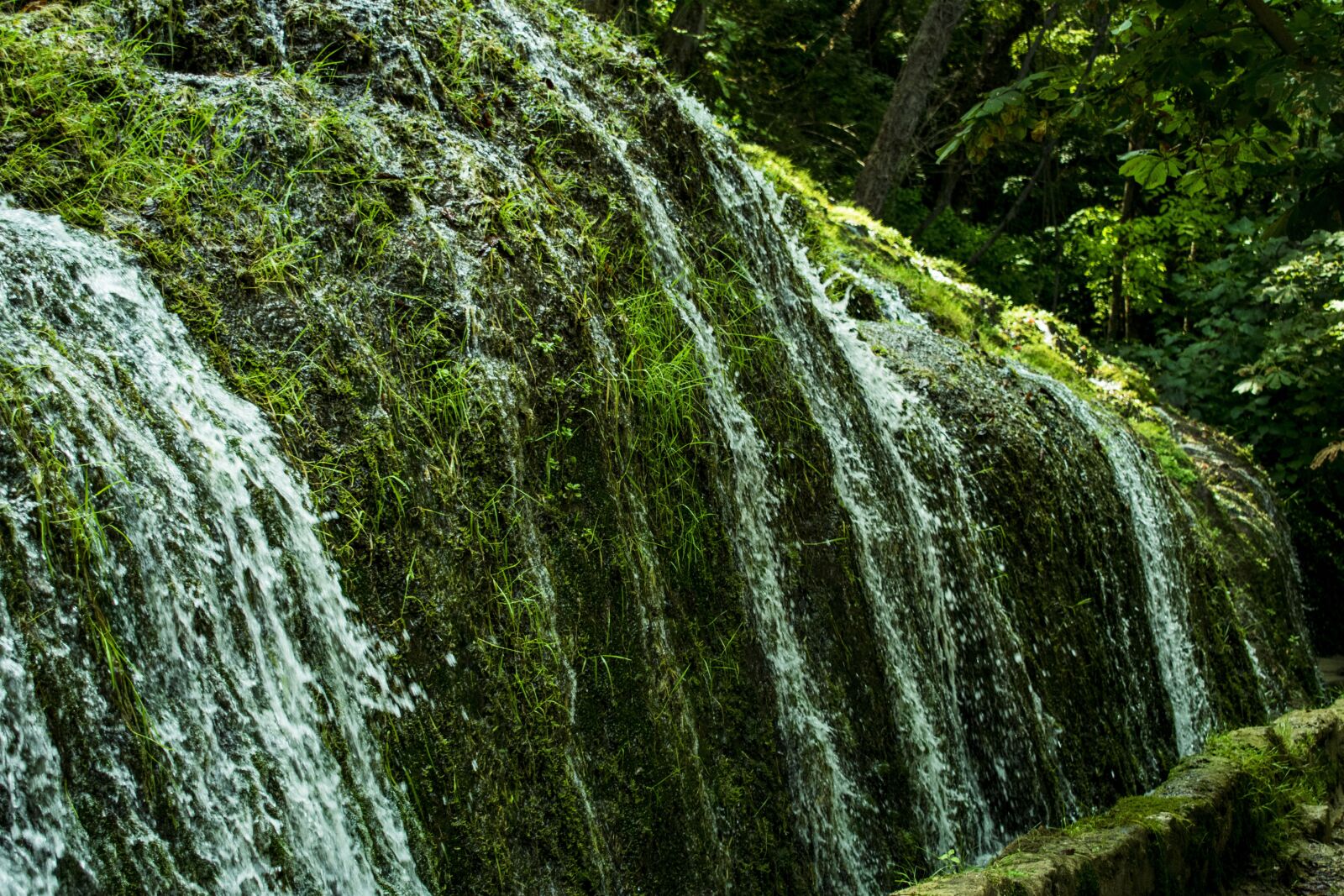 Nikon D3400 sample photo. Waterfall, stone monastery, nature photography