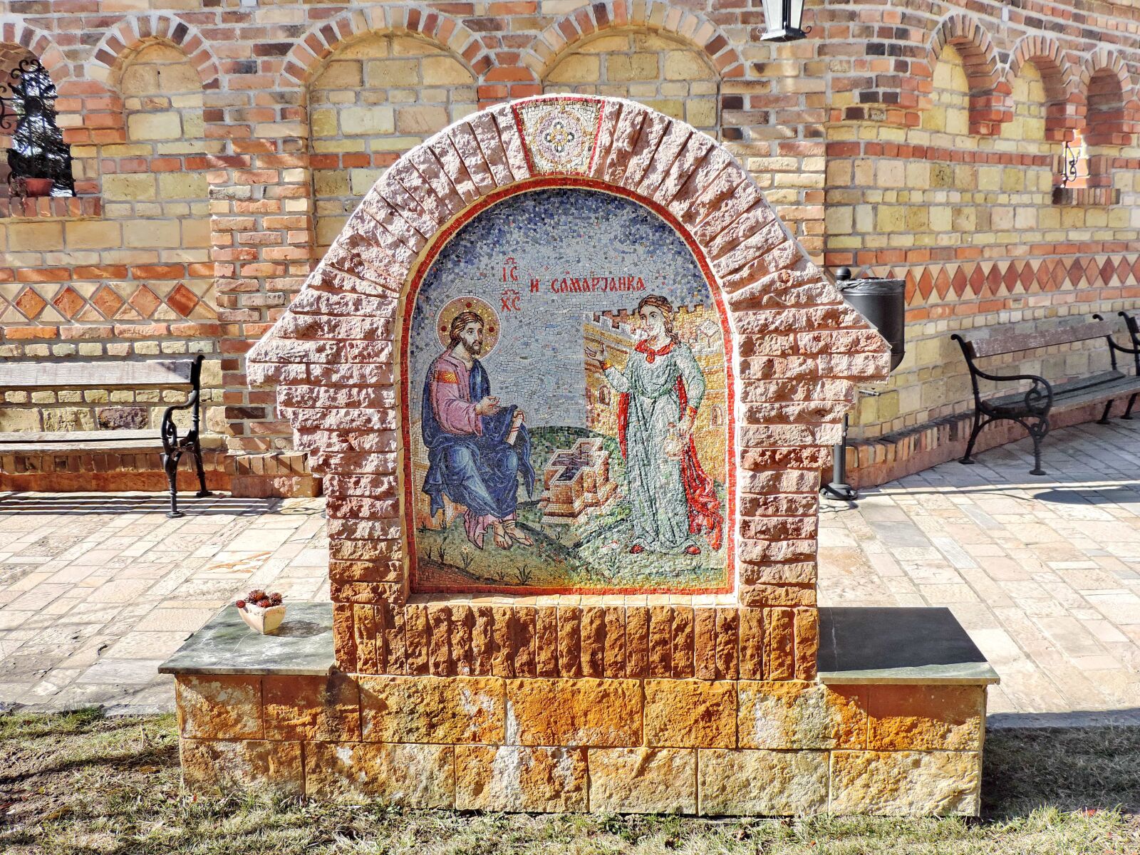 Nikon Coolpix P520 sample photo. Backyard, monastery, mosaic, art photography