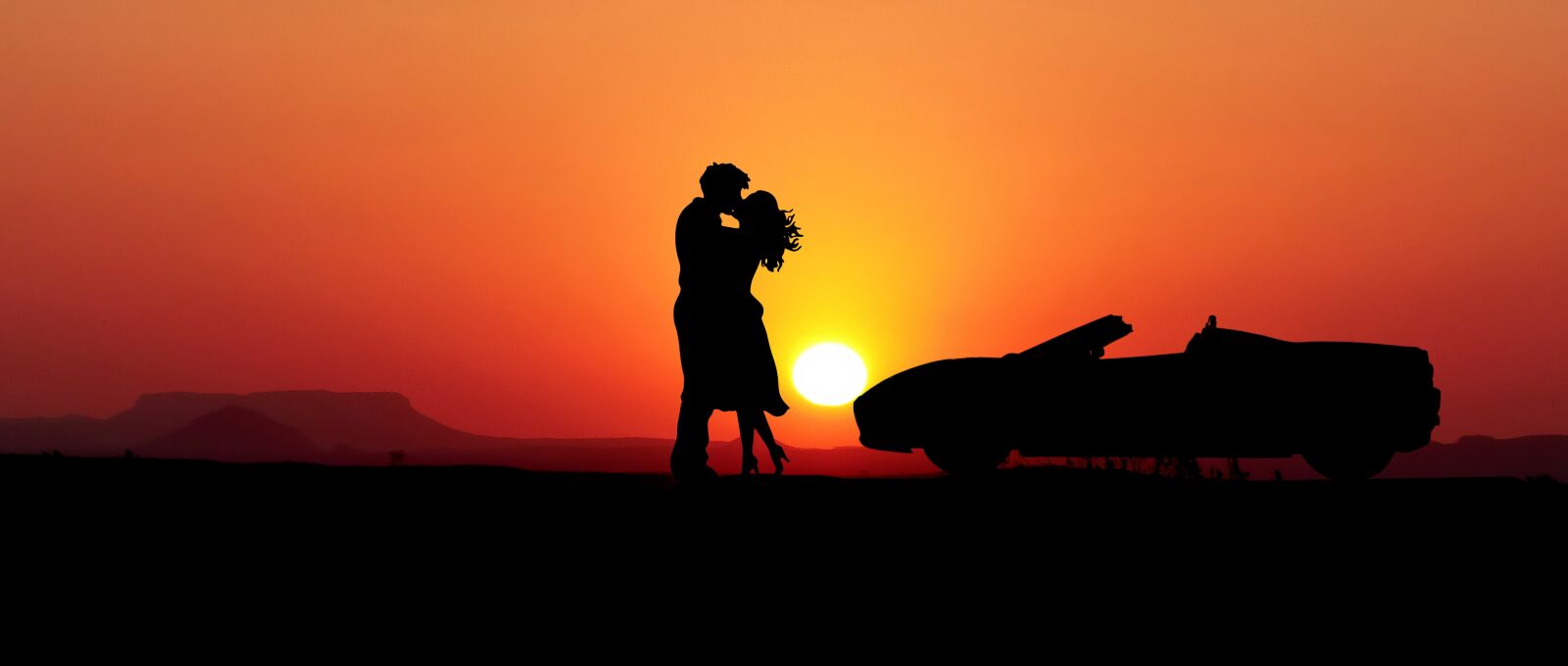 Panasonic Lumix DMC-FZ200 sample photo. Sunset, couple, car photography