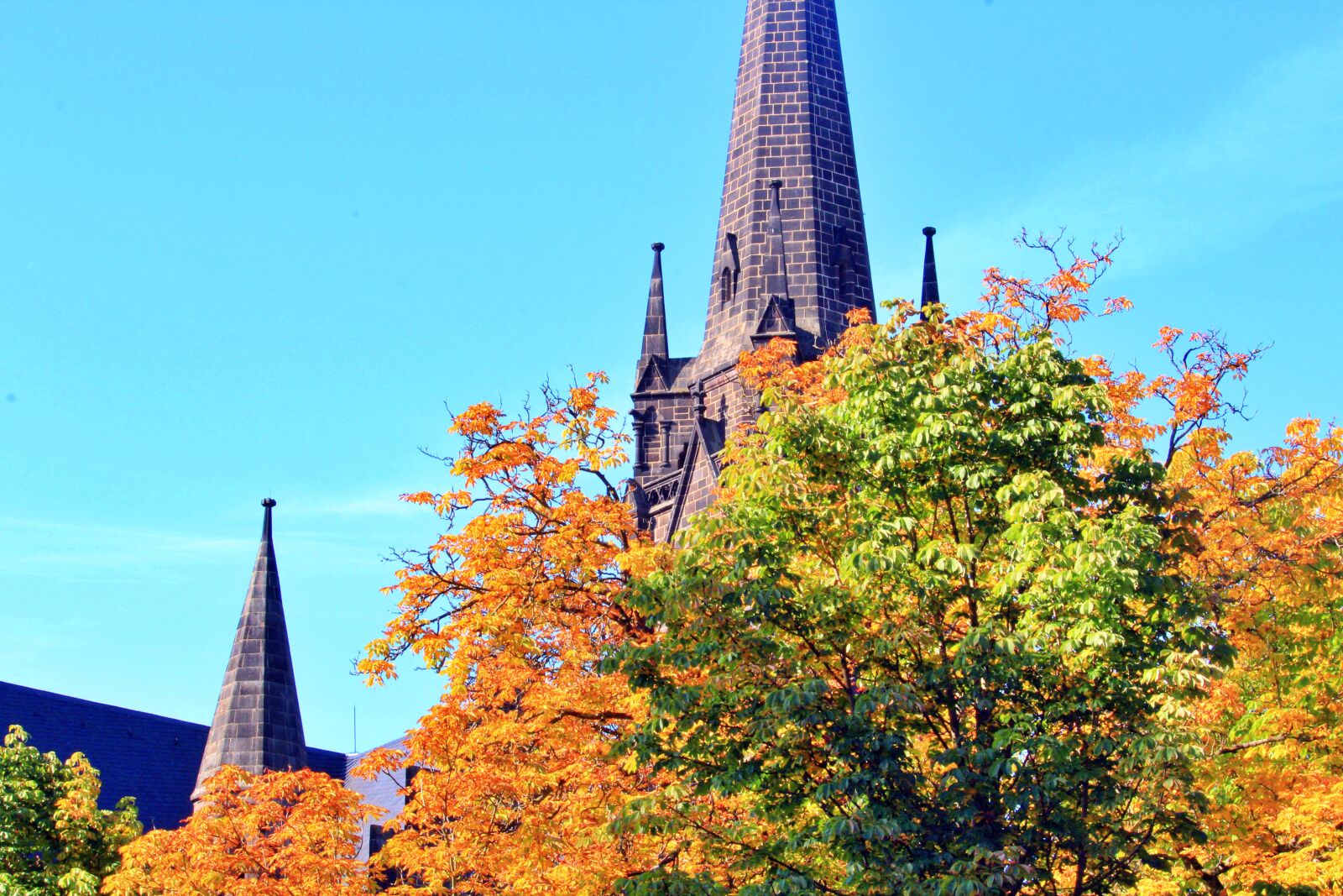 Canon EOS 1200D (EOS Rebel T5 / EOS Kiss X70 / EOS Hi) sample photo. Steeple, autumn, leaves photography