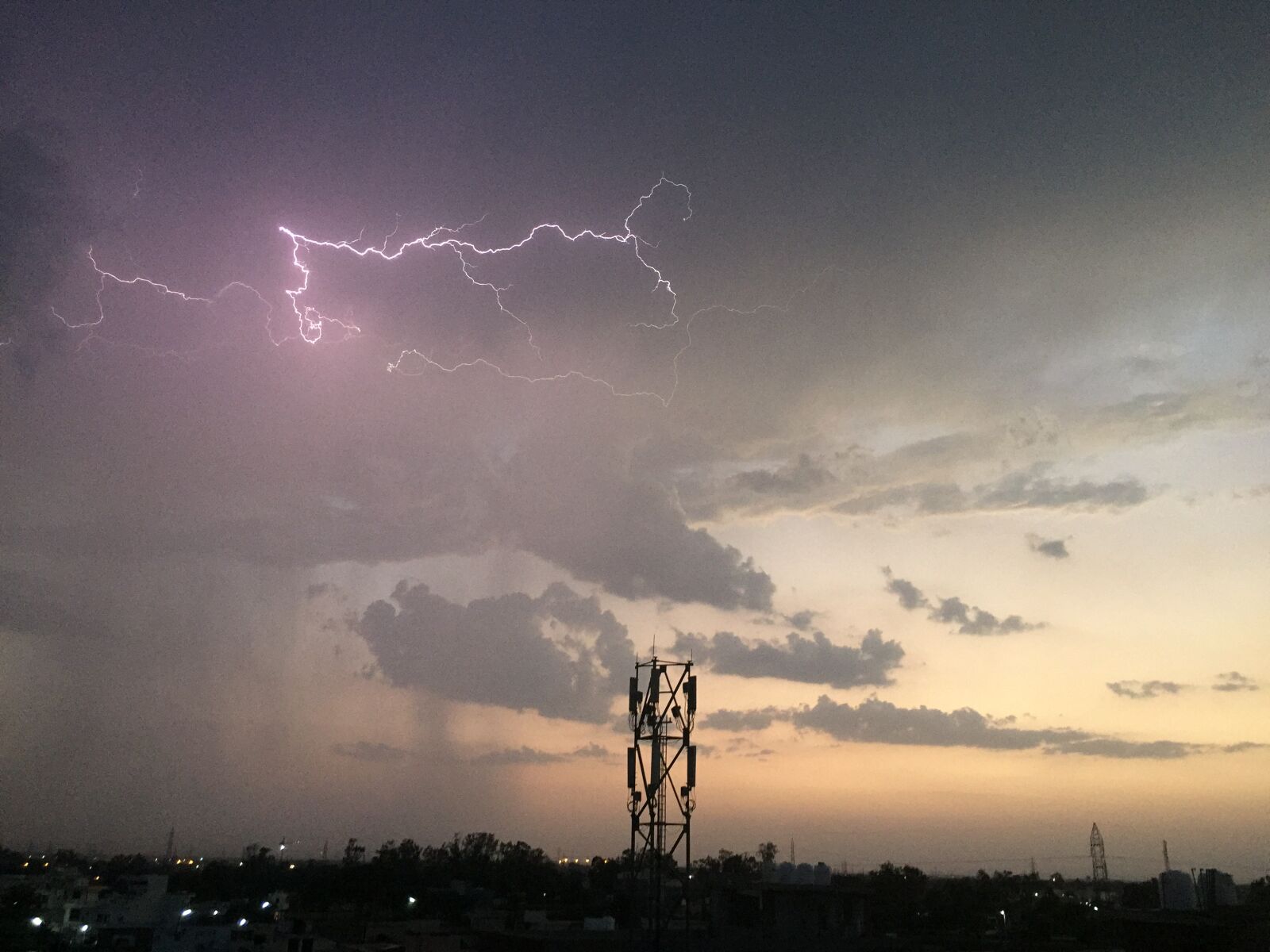 iPhone 6 back camera 4.15mm f/2.2 sample photo. Dusk, lightning, strike, perfect photography