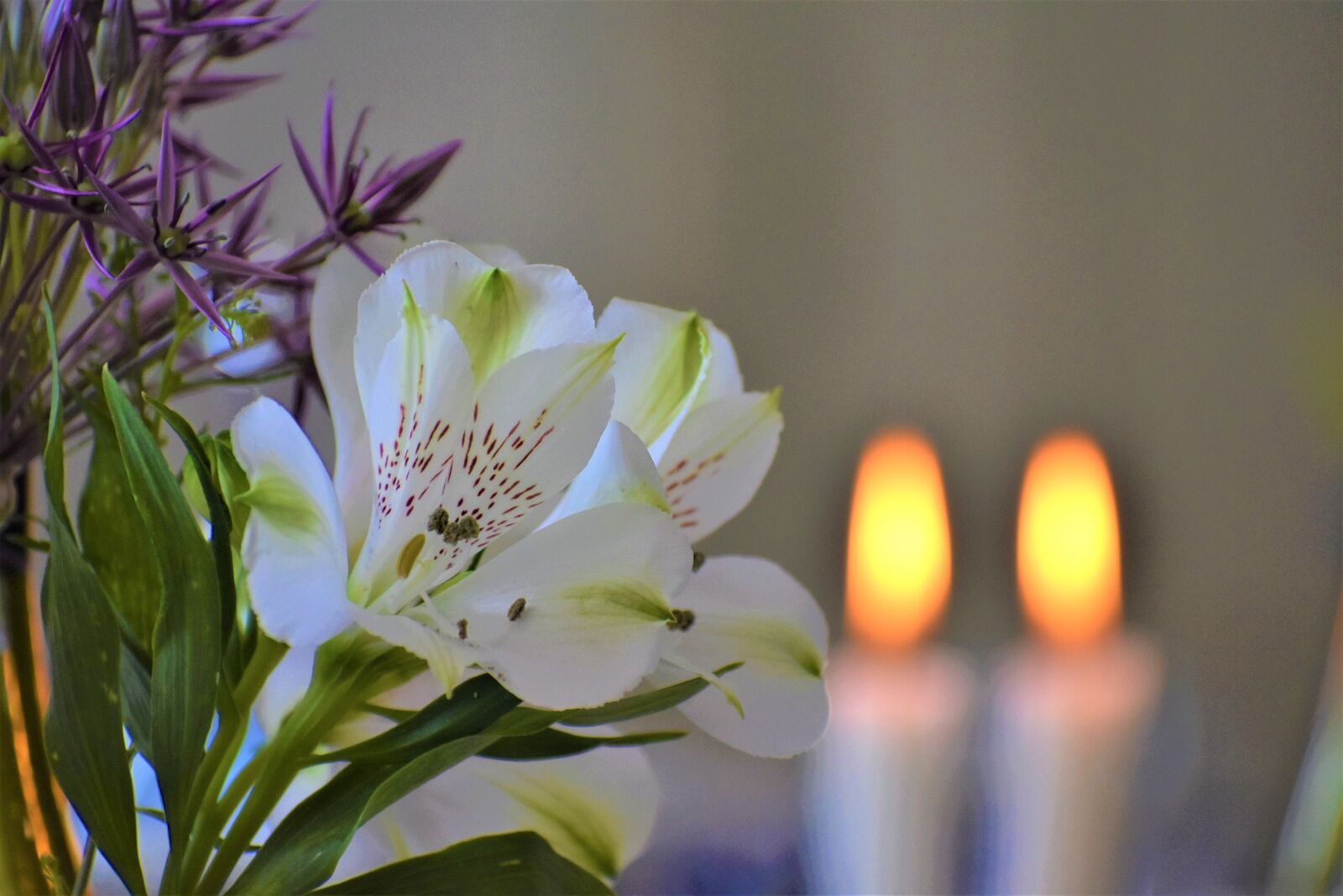 Nikon D3400 sample photo. Flowers, table setting, candles photography