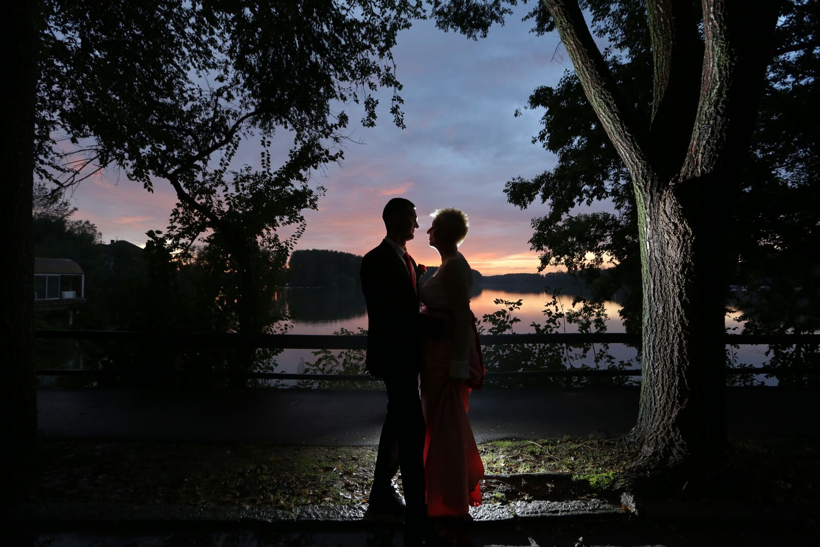 Canon EF 16-35mm F2.8L II USM sample photo. Bride, danube, dusk, lakeside photography