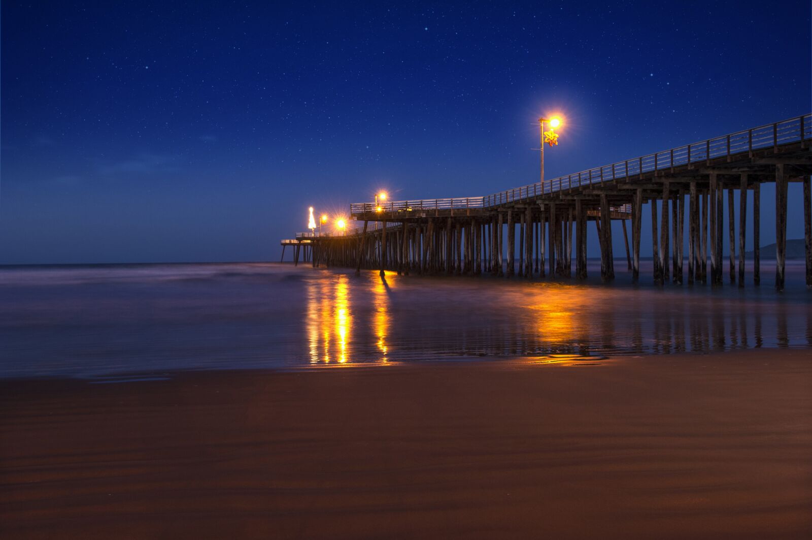 Nikon D2X sample photo. Night, dark, pier photography