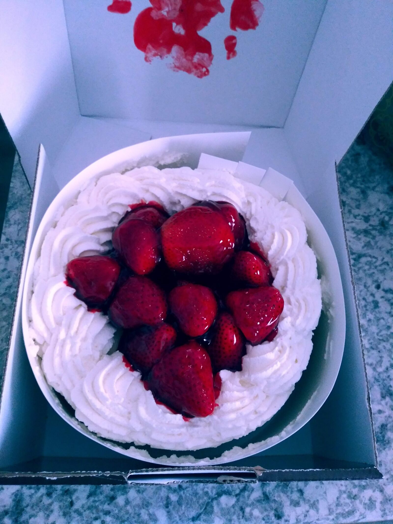 LG LM-Q720 sample photo. Strawberry cake, cheesecake, delicious photography