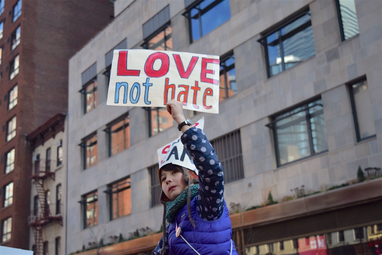 Nikon D3300 sample photo. Women's march, sign, child photography