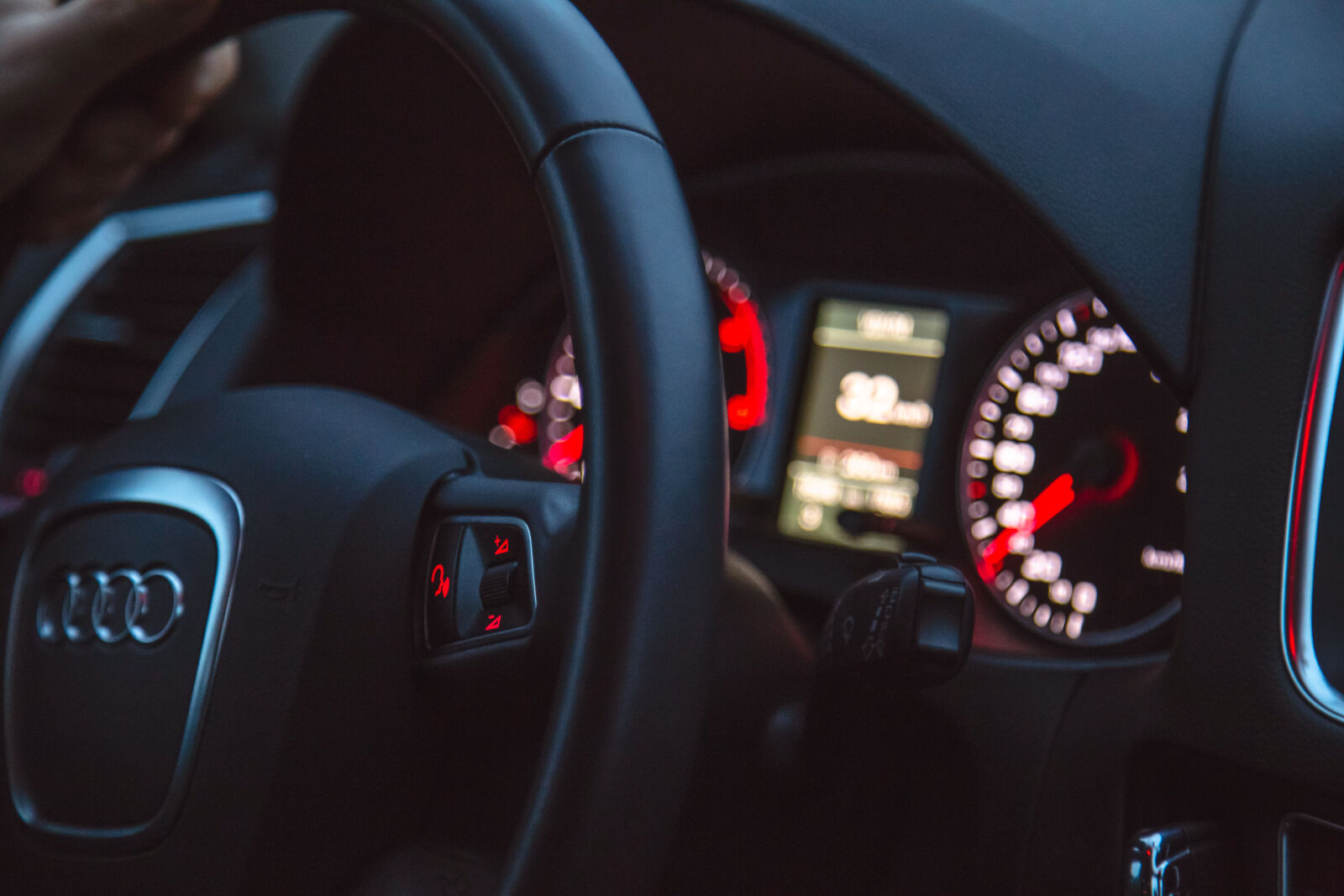 Canon EF 24-105mm F4L IS USM sample photo. Car, black, audi, tachometer photography