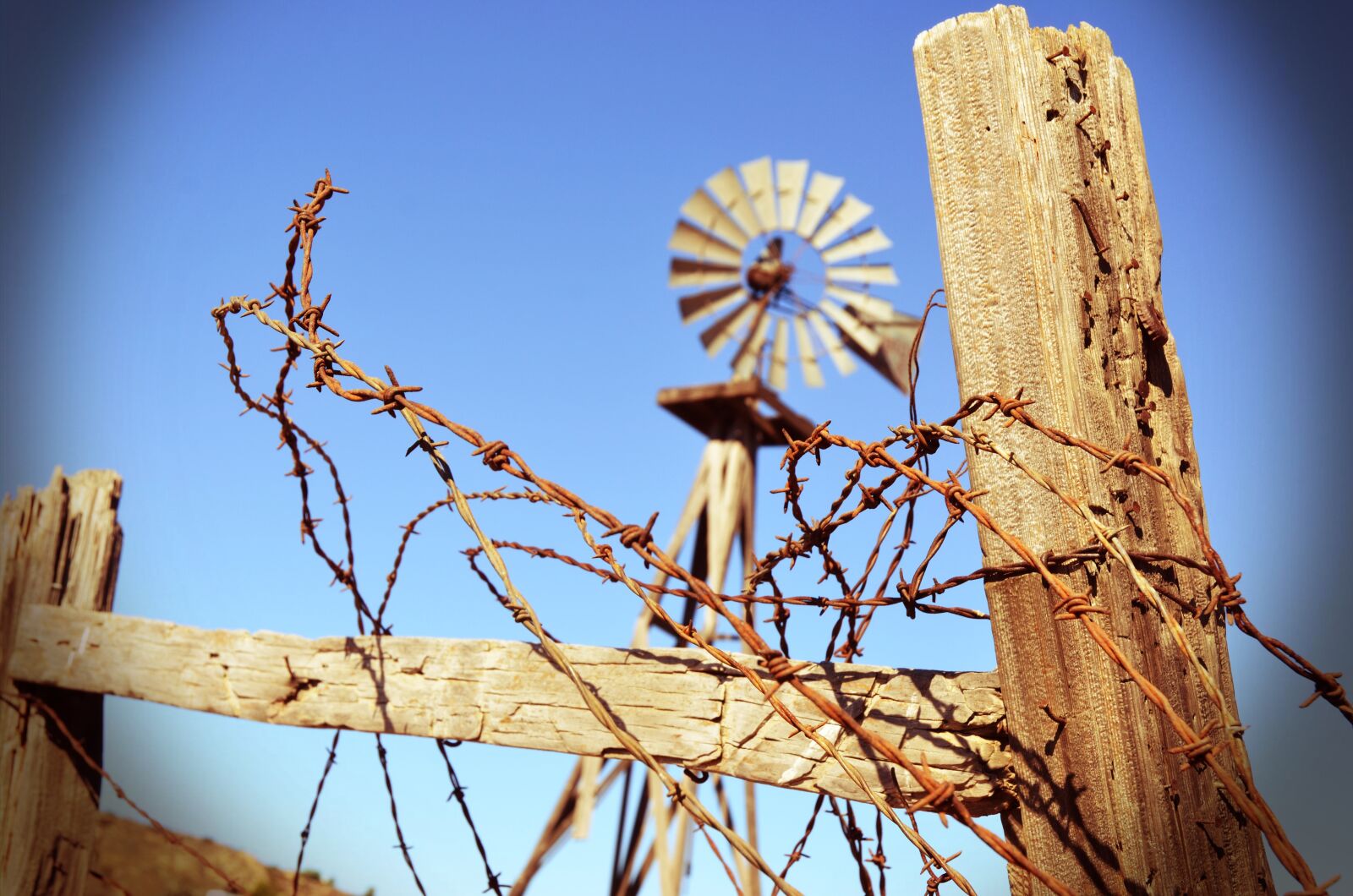 Nikon D7000 sample photo. Barbed wire, windmill, old photography