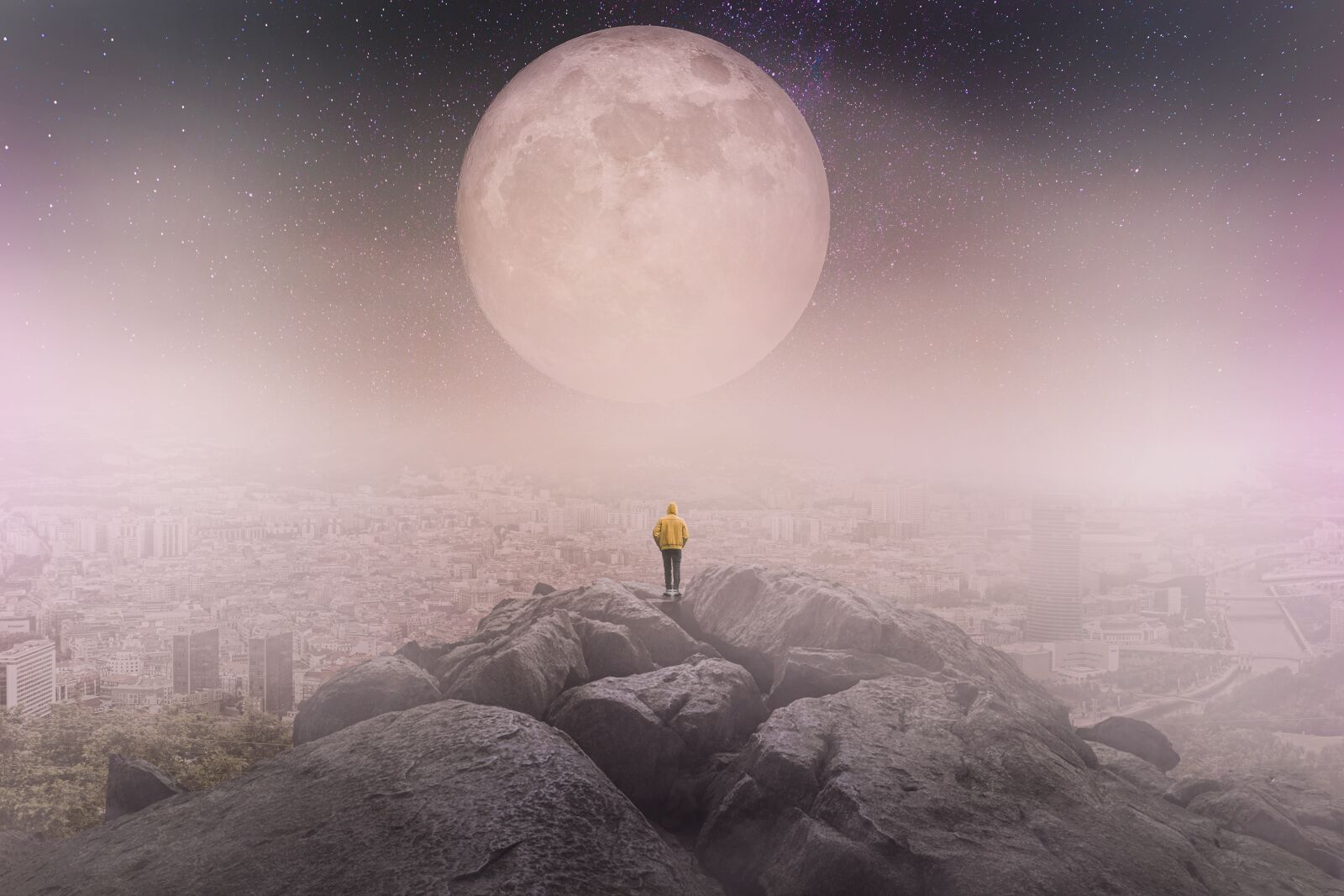 Nikon D3300 sample photo. Moon, person, city photography