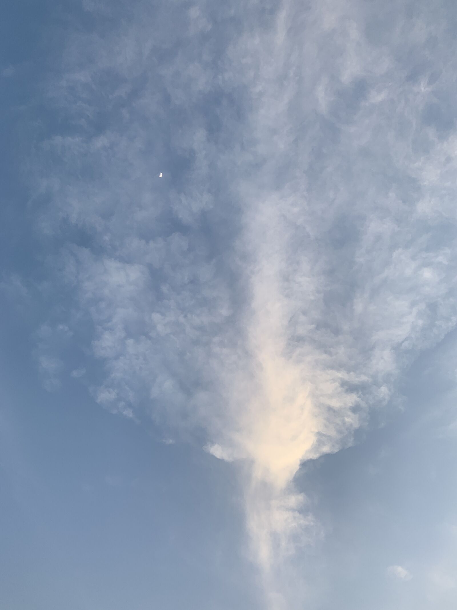 Apple iPhone XR sample photo. White cloud, moon, fan photography